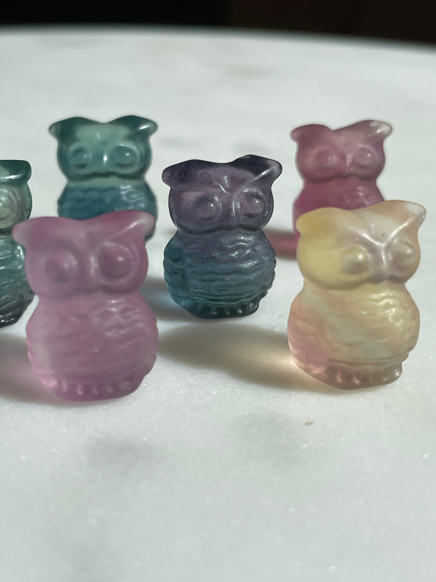 One (1) Mini Fluorite Crystal Carving | Owl | Intuitively Chosen