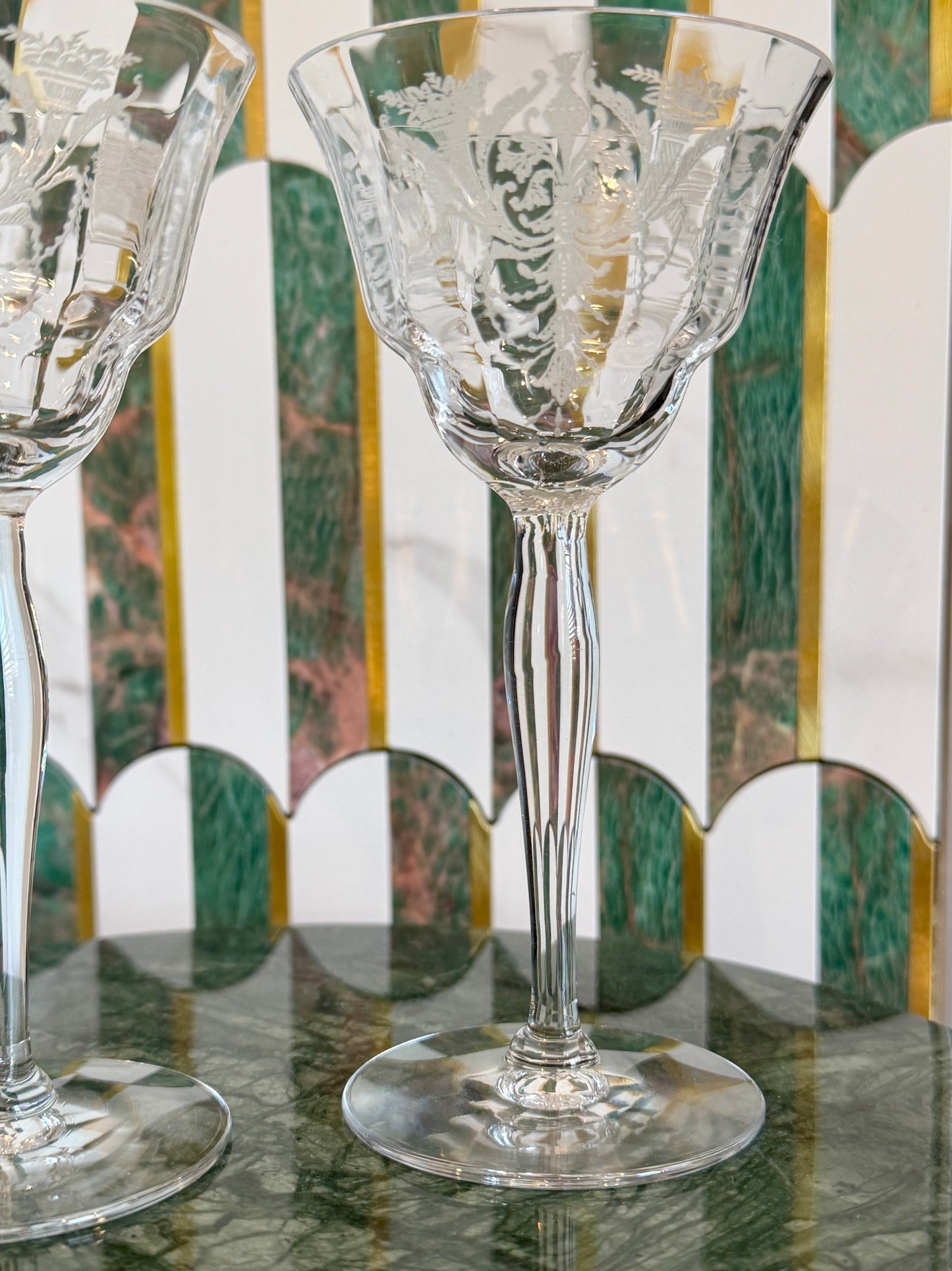 Vintage Morgantown “Milan” Wine Glasses (Stem 7668) Set of 2 | circa 1920s-1930s | Made in U.S.A