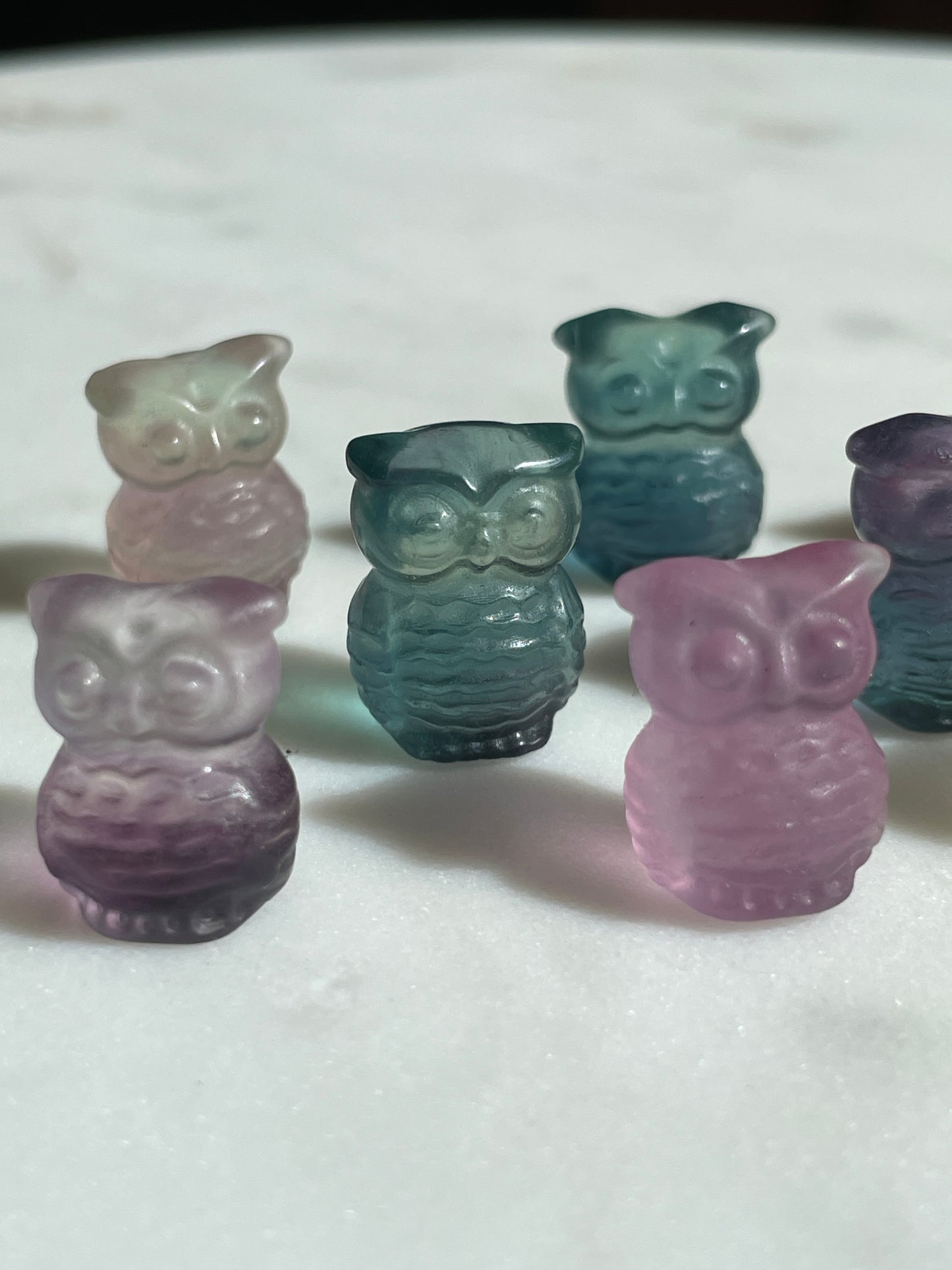 One (1) Mini Fluorite Crystal Carving | Owl | Intuitively Chosen
