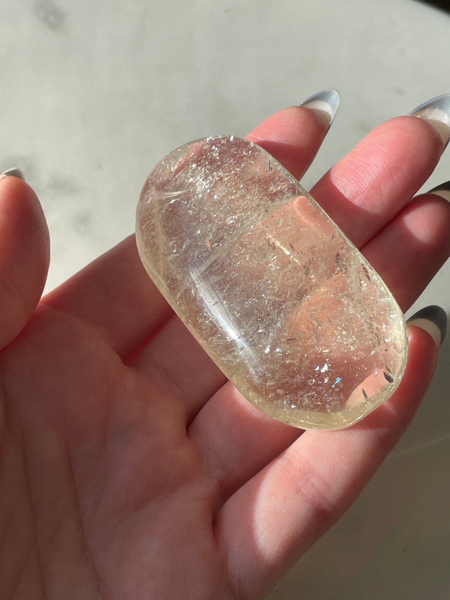 Gorgeous Citrine Palm Stone with Rainbows