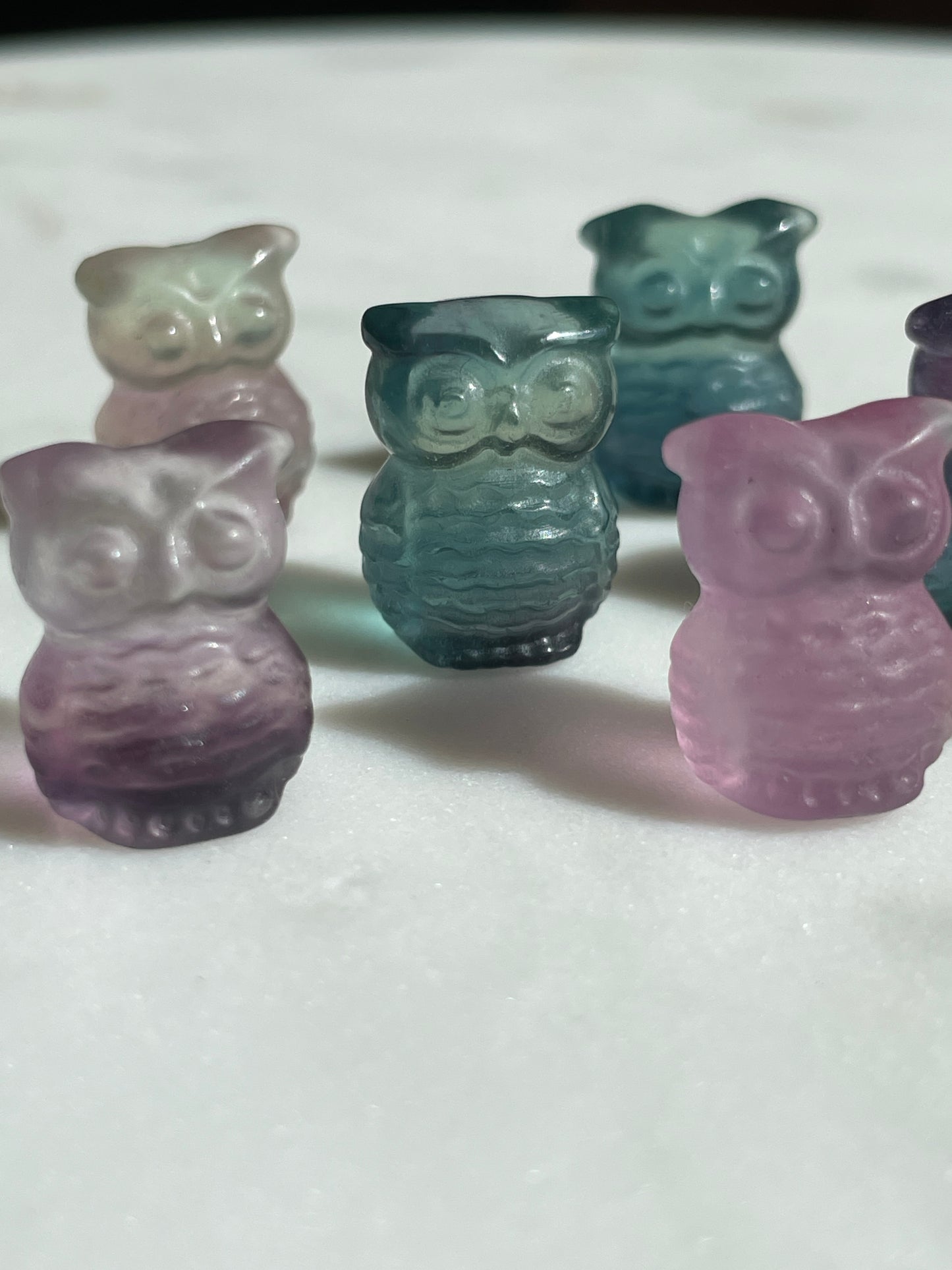 One (1) Mini Fluorite Crystal Carving | Owl | Intuitively Chosen