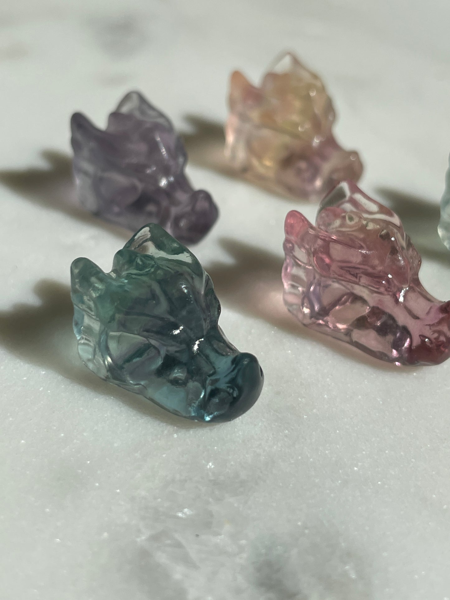 One (1) Mini Fluorite Crystal Carving | Dragon Skull | Intuitively Chosen