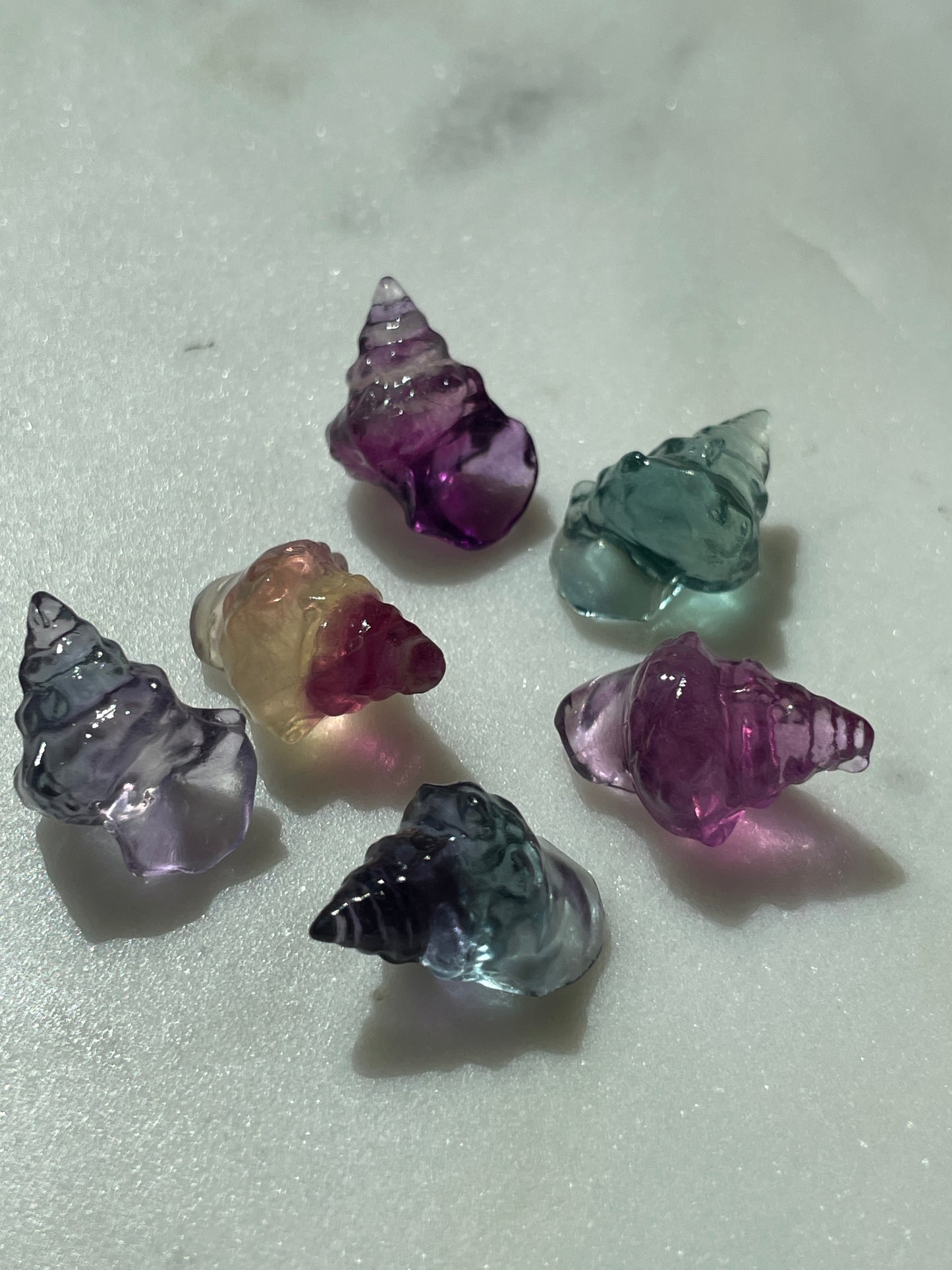 One (1) Mini Fluorite Crystal Carving | Seashell | Intuitively Chosen