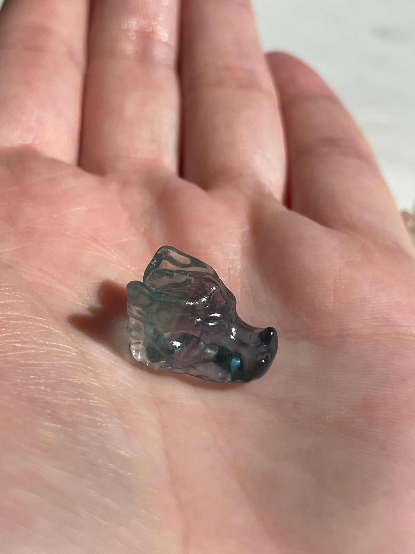 One (1) Mini Fluorite Crystal Carving | Dragon Skull | Intuitively Chosen