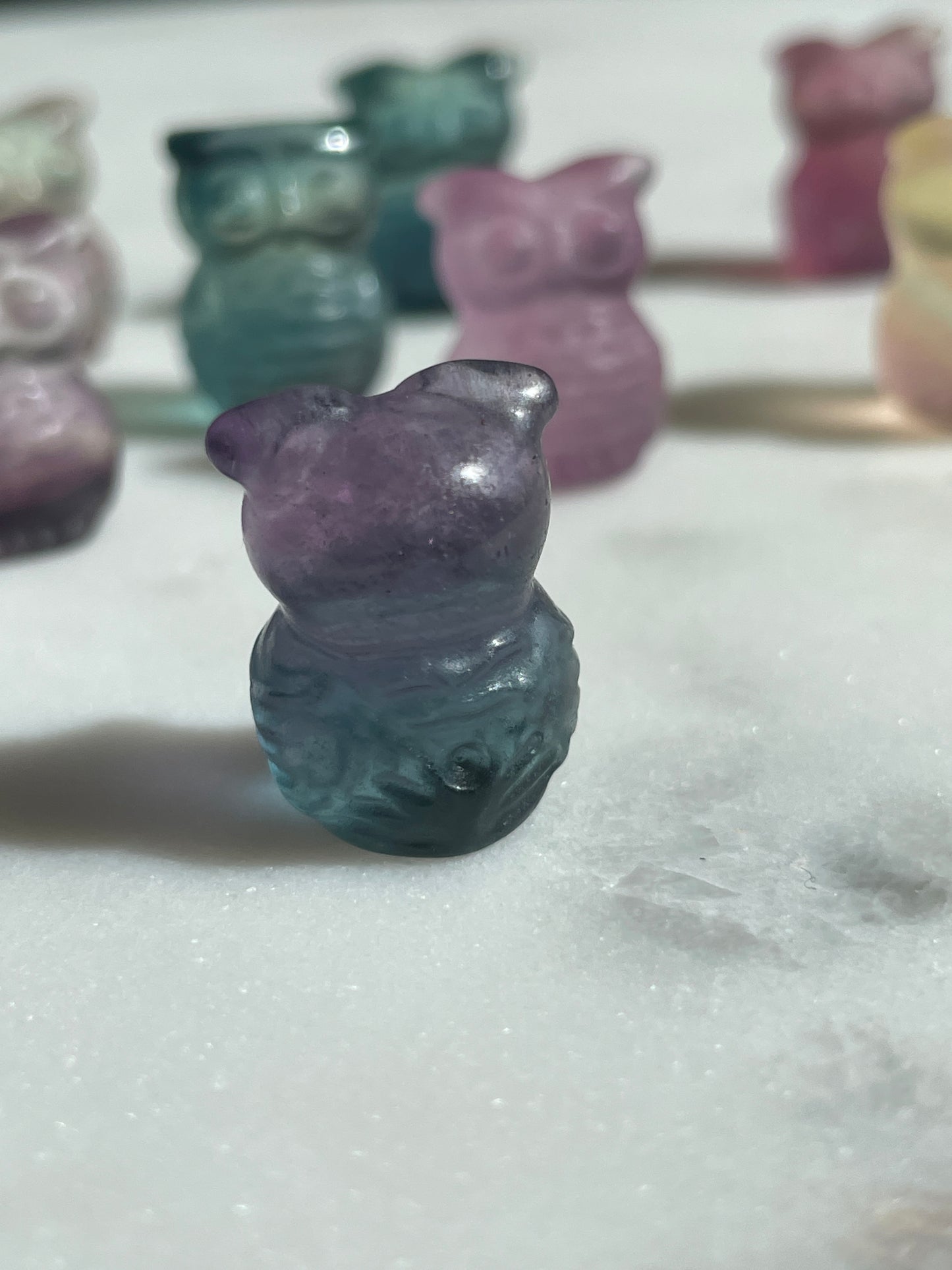 One (1) Mini Fluorite Crystal Carving | Owl | Intuitively Chosen
