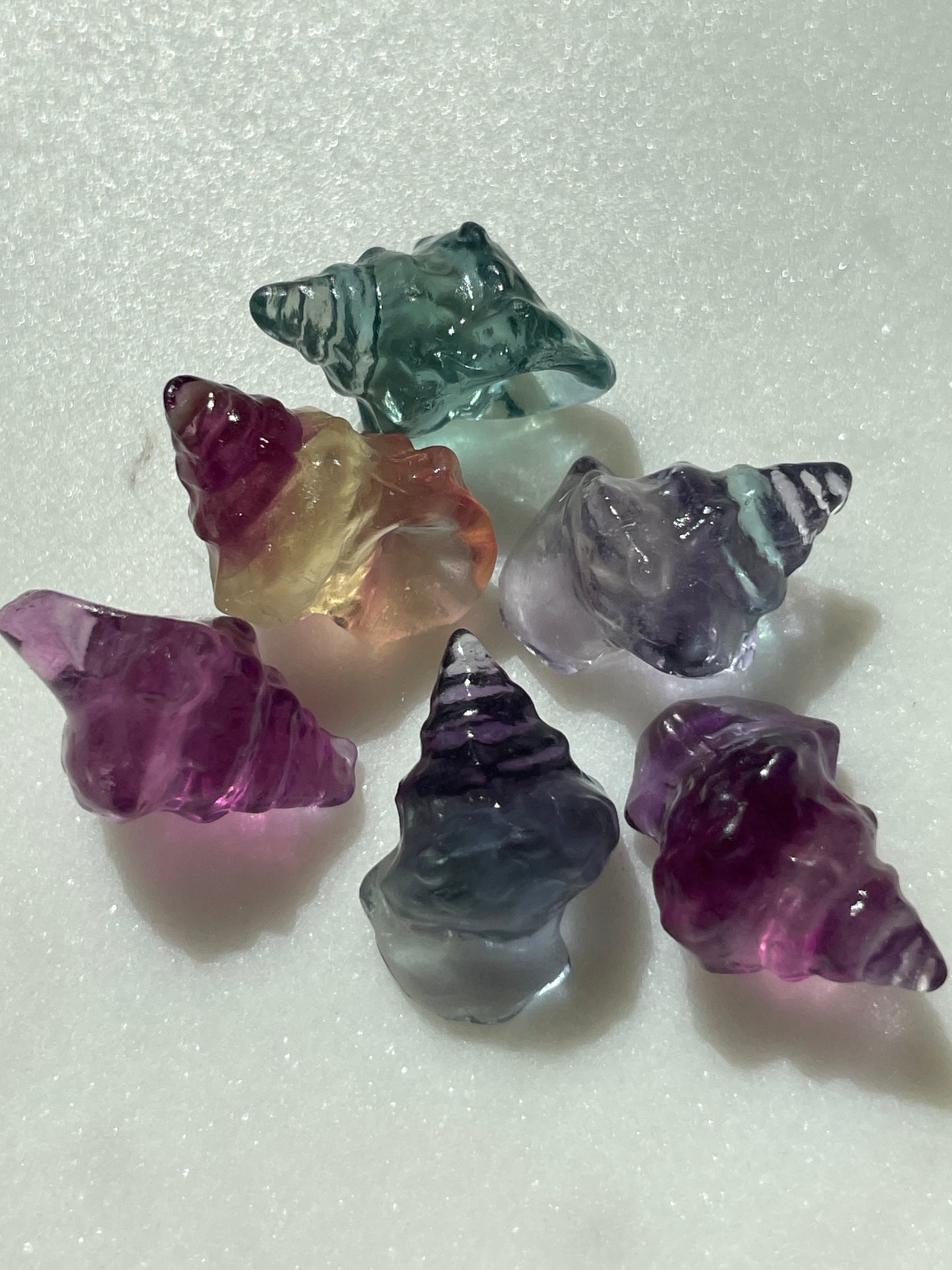 One (1) Mini Fluorite Crystal Carving | Seashell | Intuitively Chosen