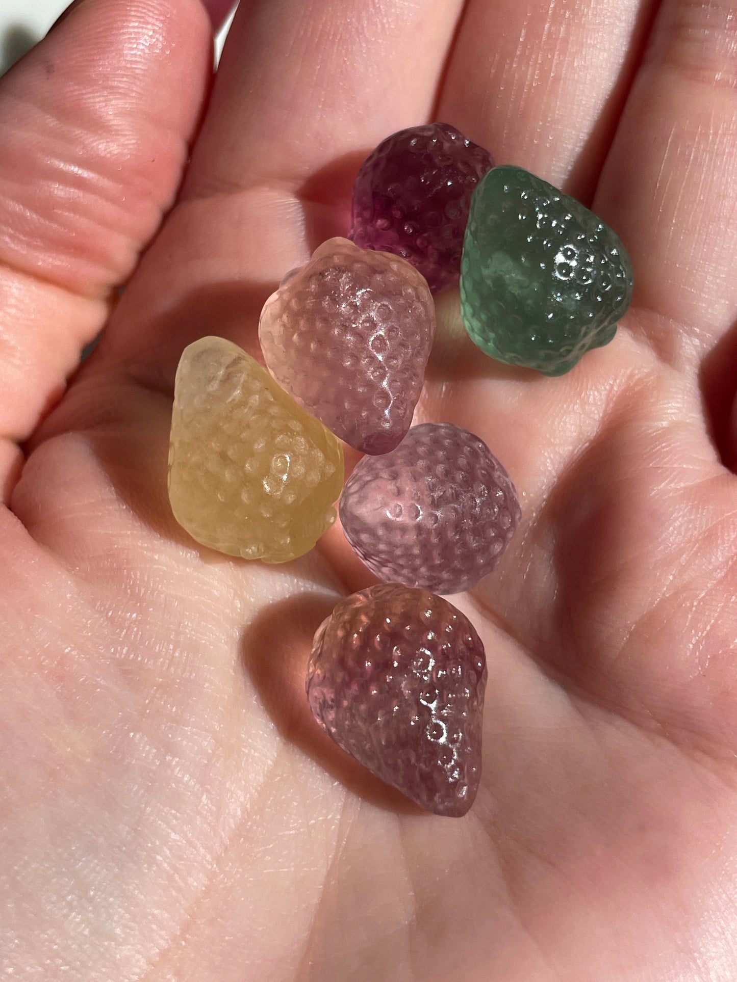 One (1) Mini Fluorite Crystal Carving | Strawberry | Intuitively Chosen