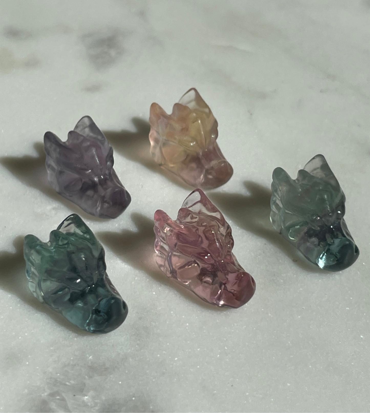 One (1) Mini Fluorite Crystal Carving | Dragon Skull | Intuitively Chosen