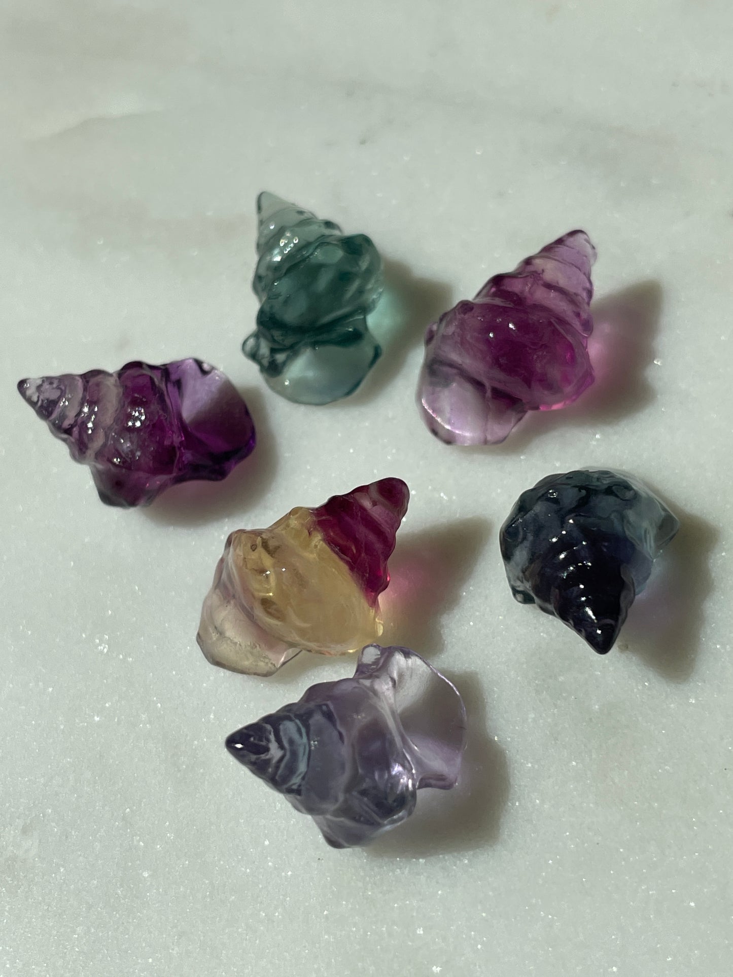 One (1) Mini Fluorite Crystal Carving | Seashell | Intuitively Chosen