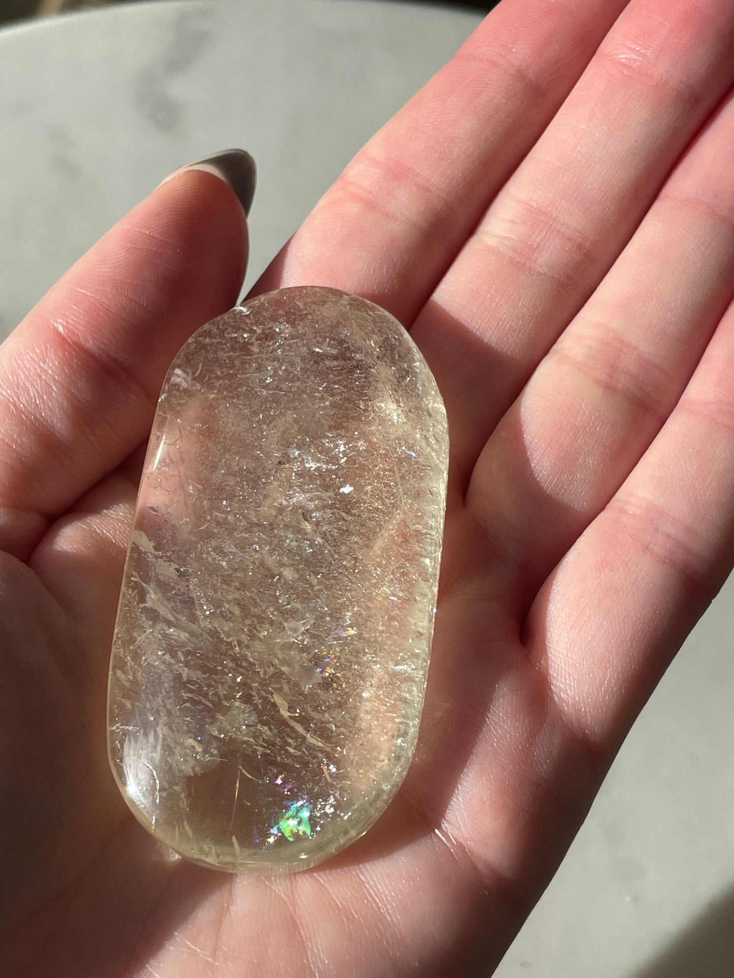 Gorgeous Citrine Palm Stone with Rainbows