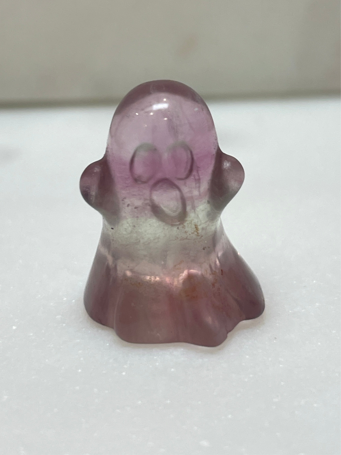 Mini crystal ghost carving fluorite crystal tiny display natural halloween decor spooky season gift for witch altar piece dia de los muertos ofrenda candy fluorite ghost polished crystal carving