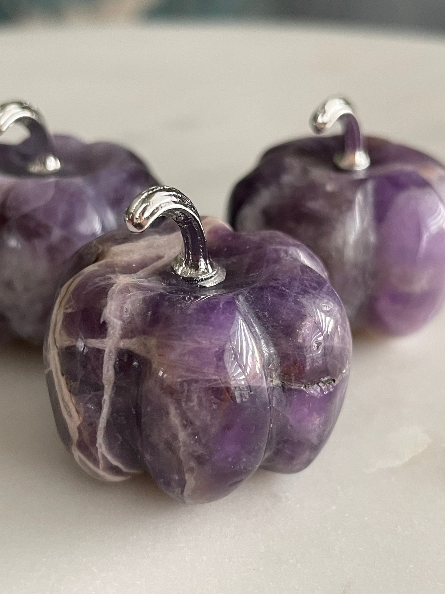 Pumpkin carving natural amethyst crystal display halloween crystal dream amethyst pumpkin carving polished crystal 1 inch pumpkin small purple pumpkin fall decor autumn display