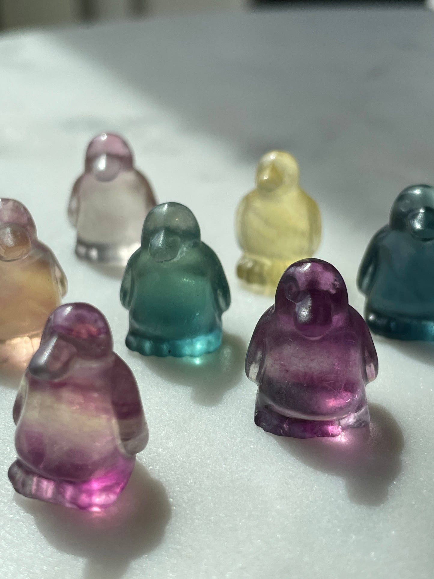 One (1) Mini Fluorite Crystal Carving | Penguin | Intuitively Chosen