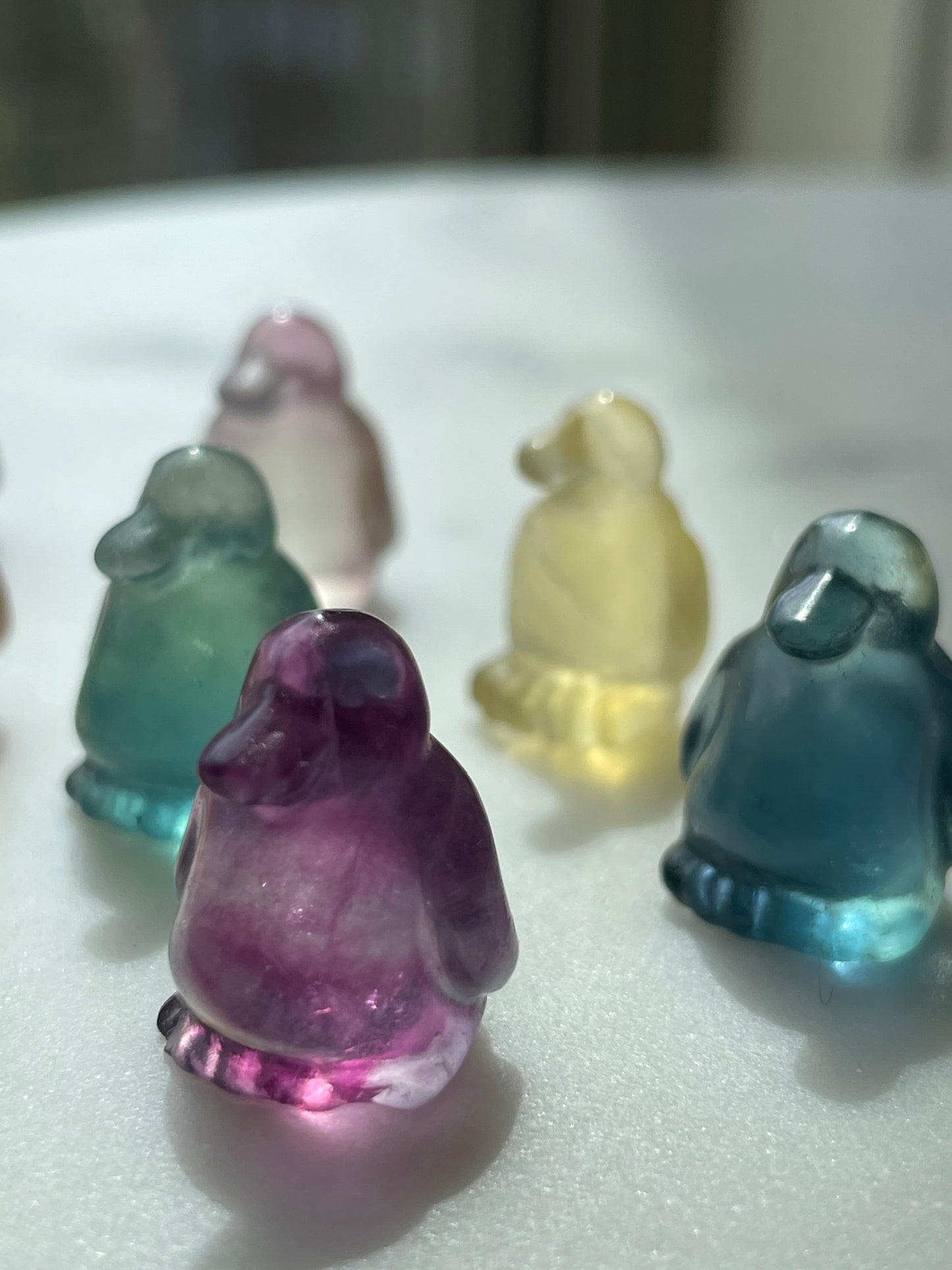 One (1) Mini Fluorite Crystal Carving | Penguin | Intuitively Chosen