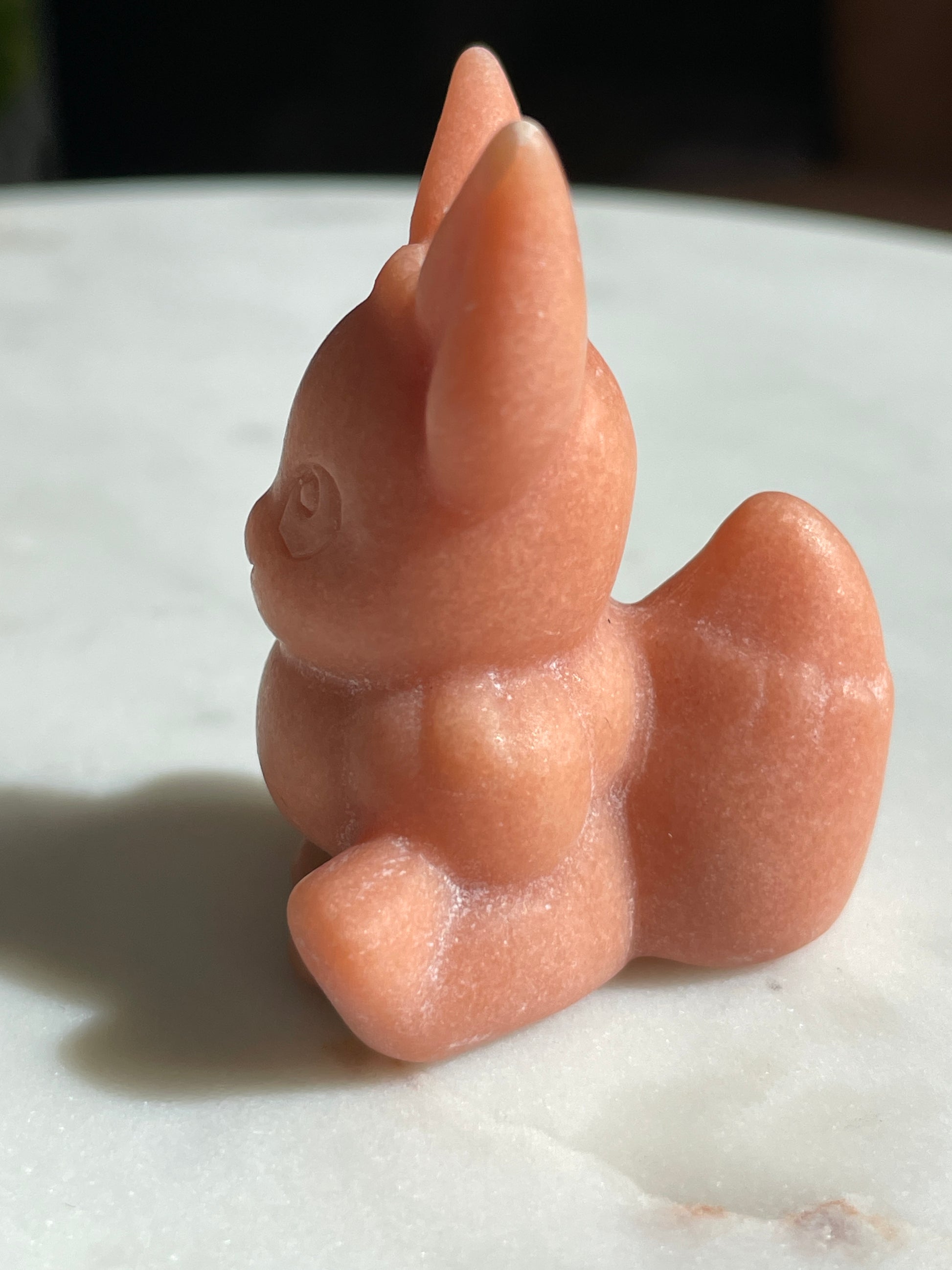 Pokémon figurine Evee carving jade crystal Evee orange jade display collectible pokemon natural crystal orange jade Pokemon decor Evee stocking stuffer pokemon gift