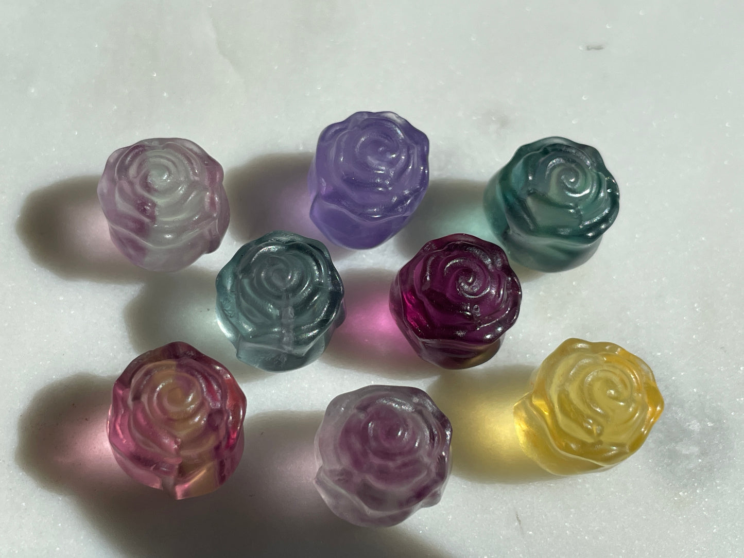 One (1) Mini Fluorite Crystal Carving | Rose | Intuitively Chosen