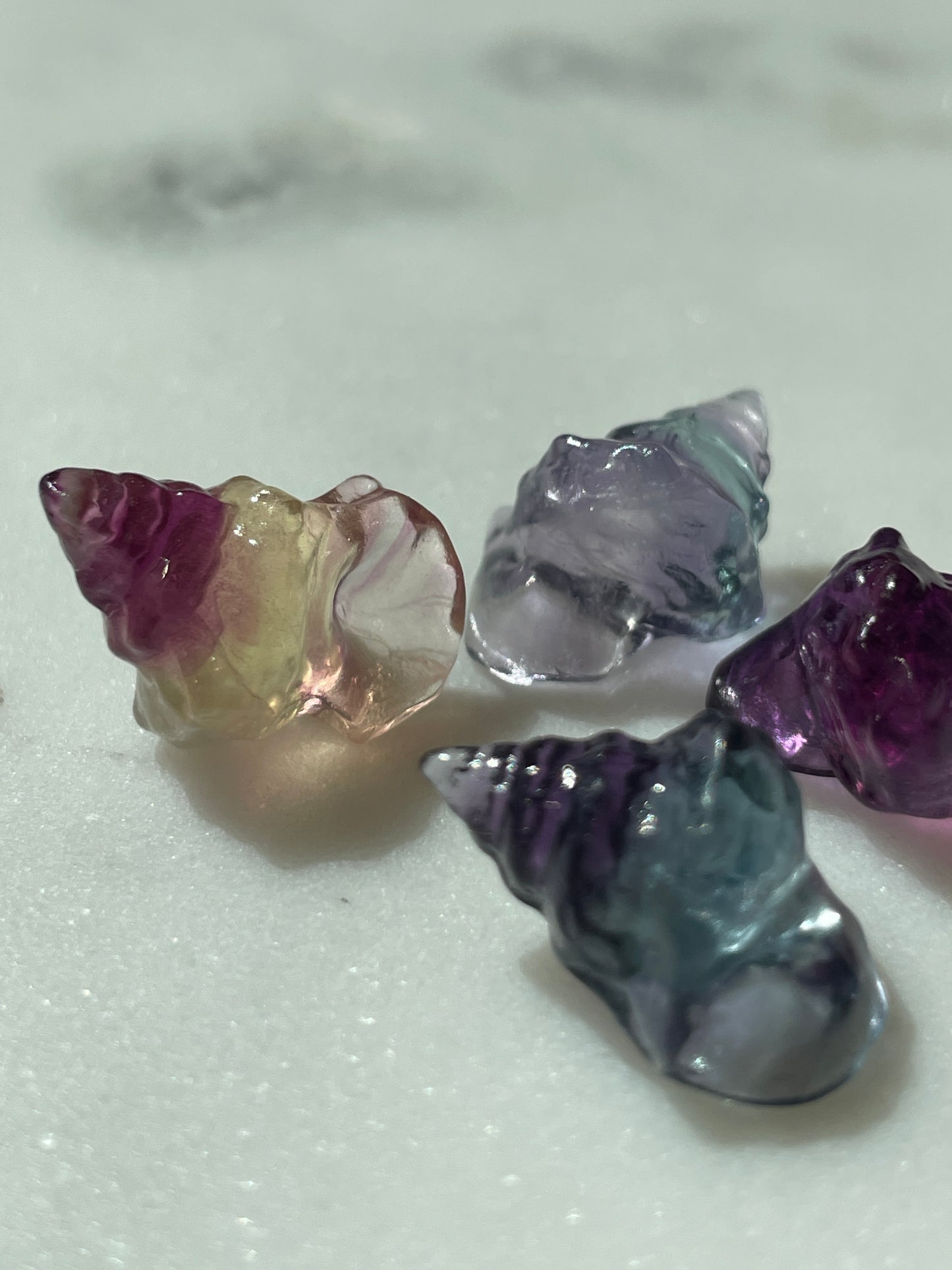 One (1) Mini Fluorite Crystal Carving | Seashell | Intuitively Chosen