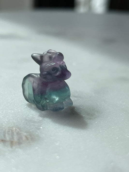 One (1) Mini Fluorite Crystal Carving | Baby Dragon