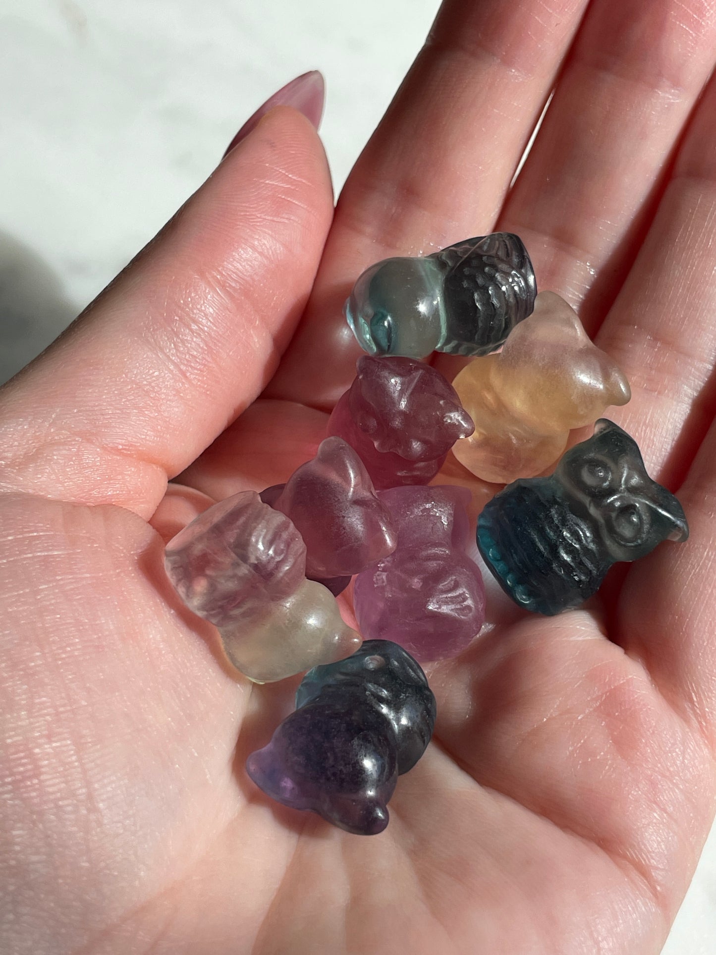 One (1) Mini Fluorite Crystal Carving | Owl | Intuitively Chosen