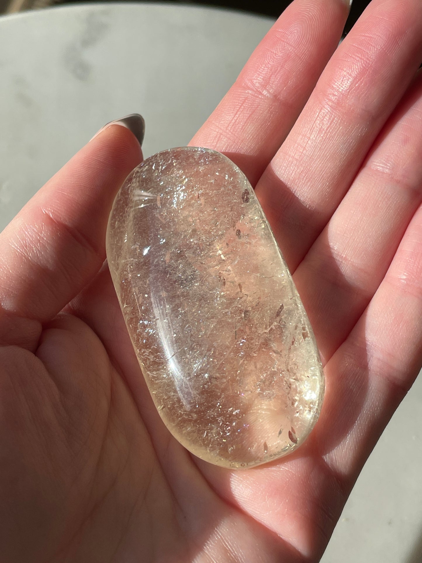 Gorgeous Citrine Palm Stone with Rainbows