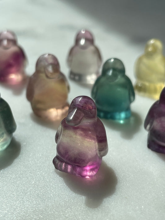 One (1) Mini Fluorite Crystal Carving | Penguin | Intuitively Chosen