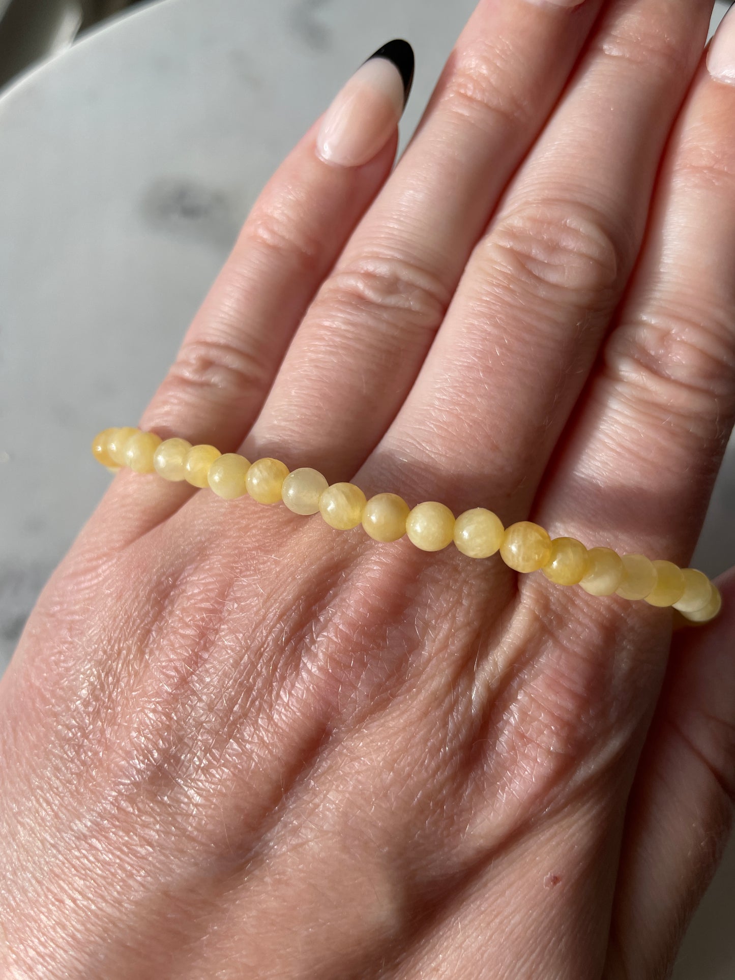 Yellow Agate Beaded Bracelet | 4.5mm