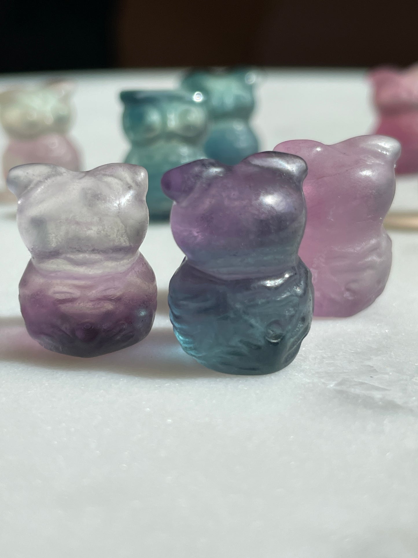 One (1) Mini Fluorite Crystal Carving | Owl | Intuitively Chosen
