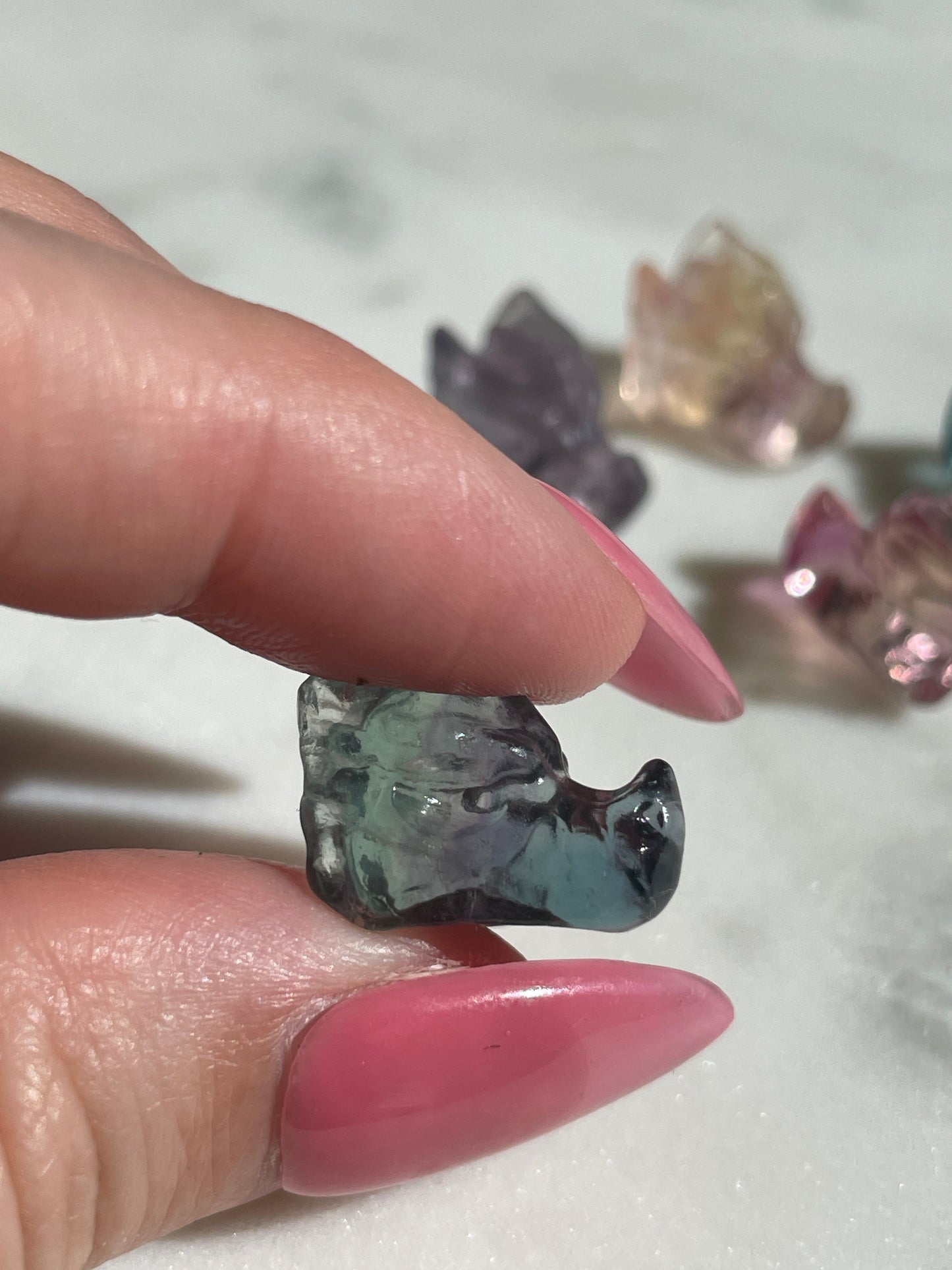 One (1) Mini Fluorite Crystal Carving | Dragon Skull | Intuitively Chosen