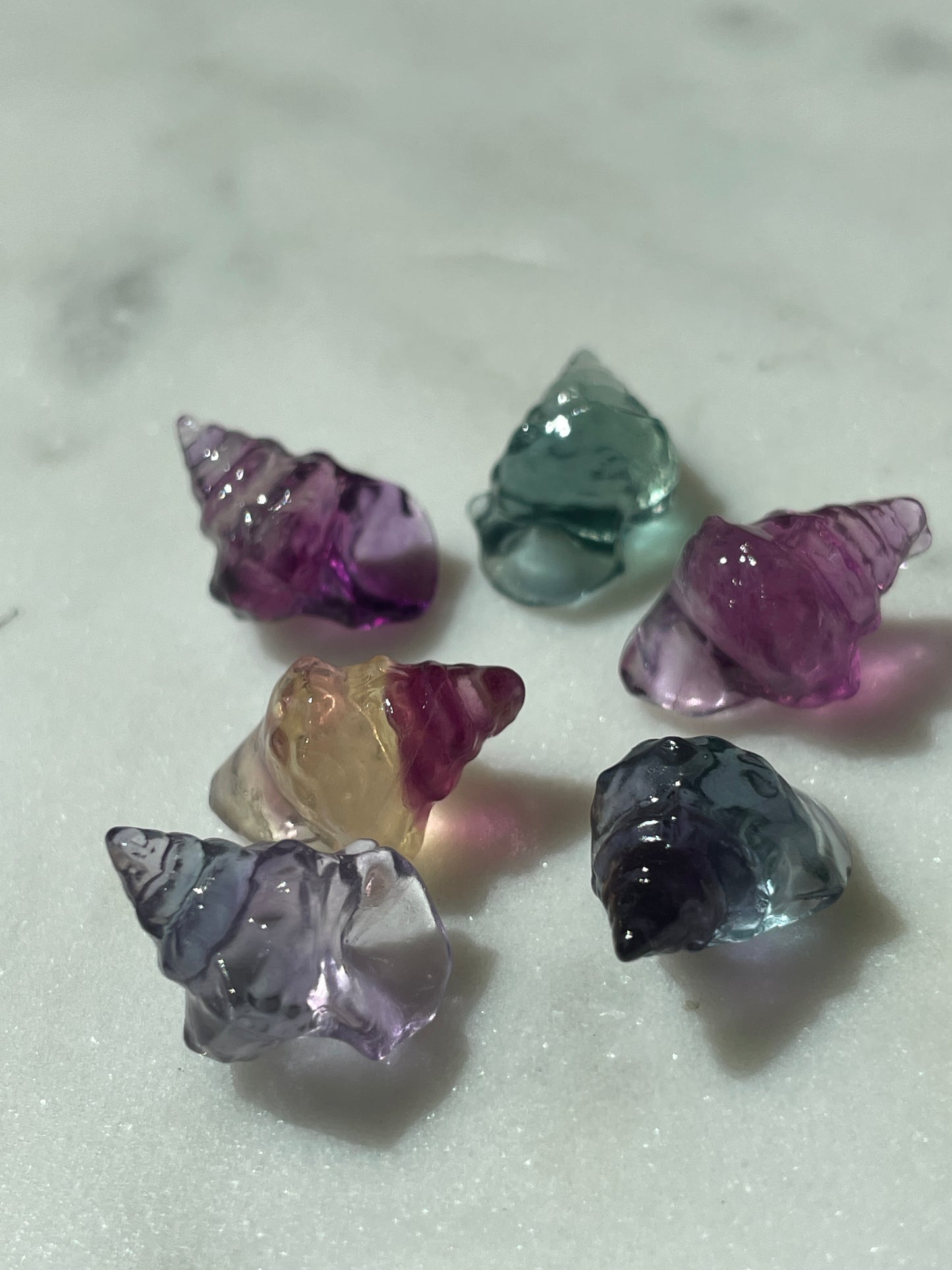 One (1) Mini Fluorite Crystal Carving | Seashell | Intuitively Chosen
