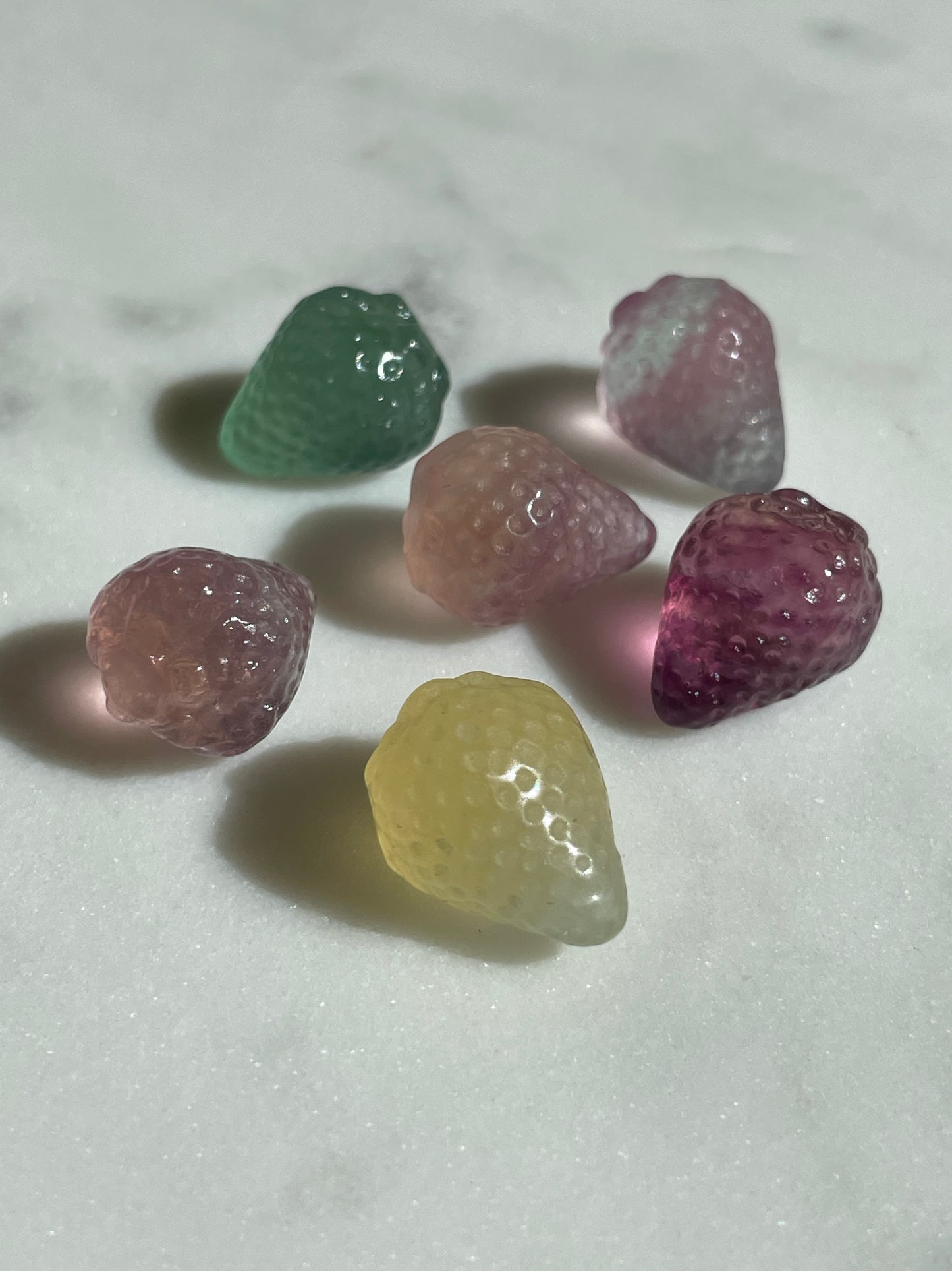 One (1) Mini Fluorite Crystal Carving | Strawberry | Intuitively Chosen