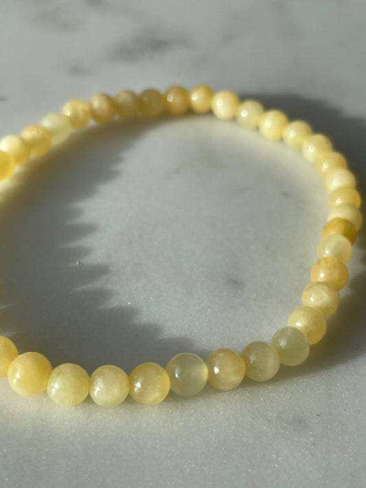 Yellow Agate Beaded Bracelet | 4.5mm
