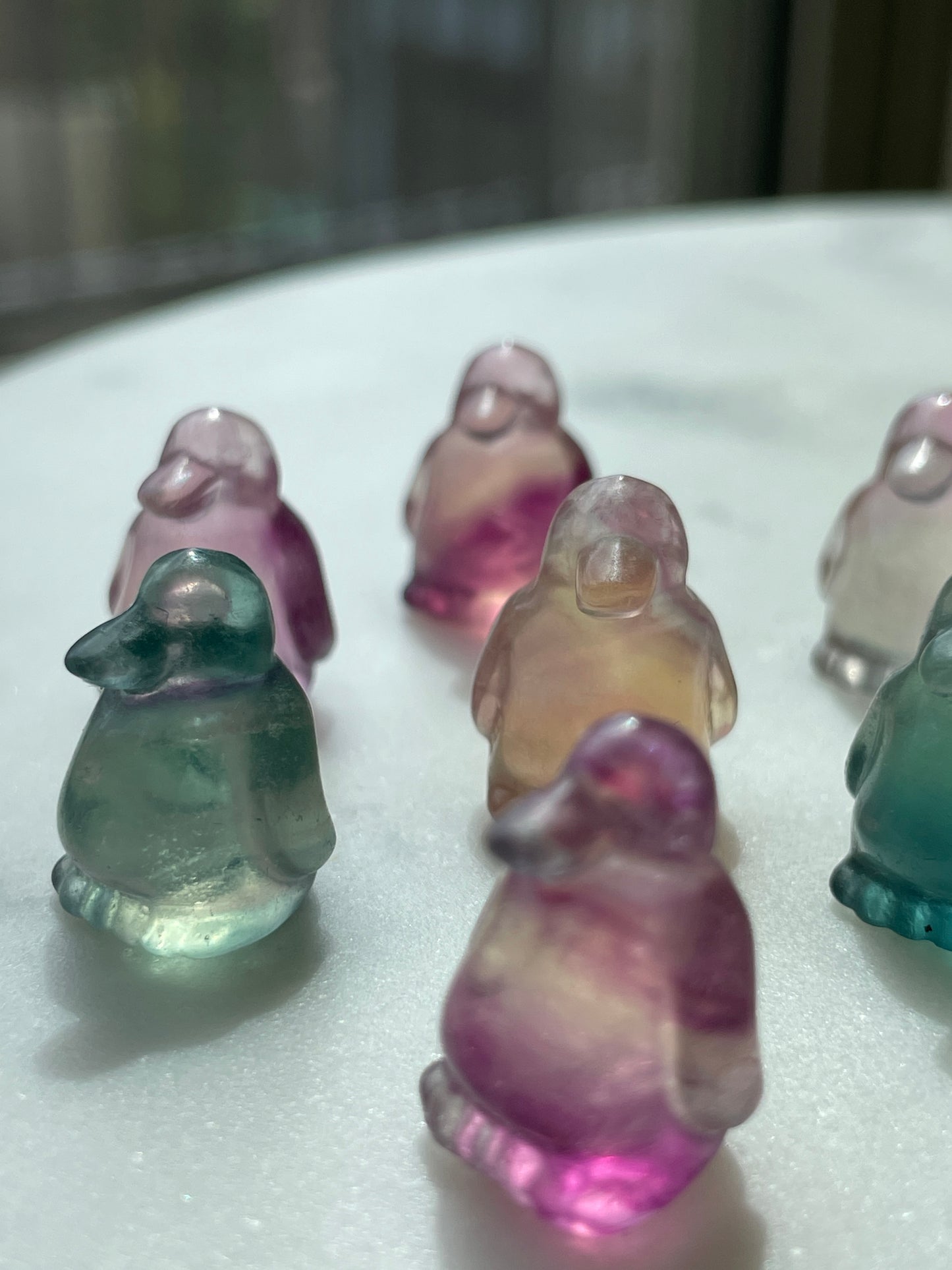 One (1) Mini Fluorite Crystal Carving | Penguin | Intuitively Chosen