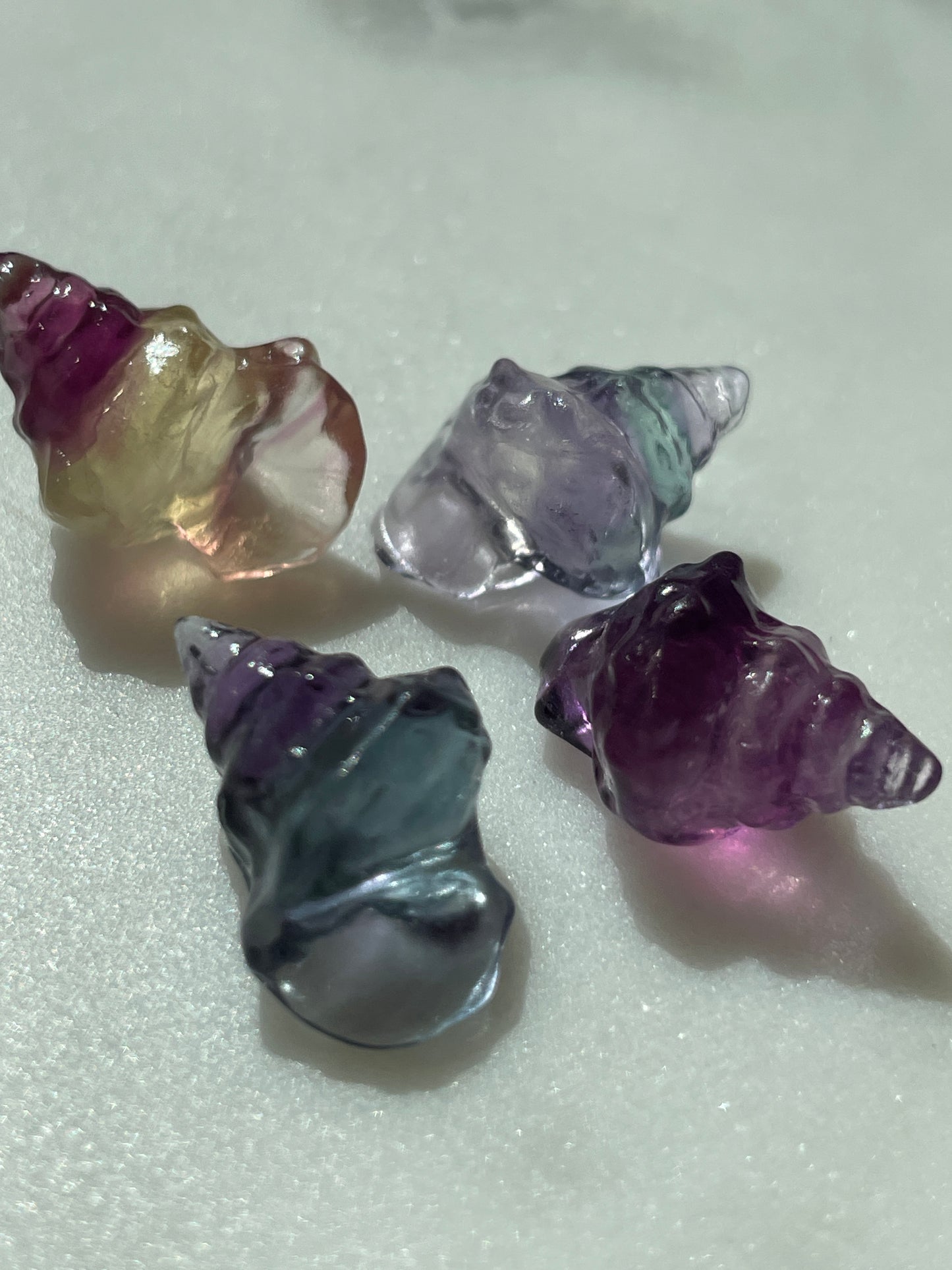 One (1) Mini Fluorite Crystal Carving | Seashell | Intuitively Chosen