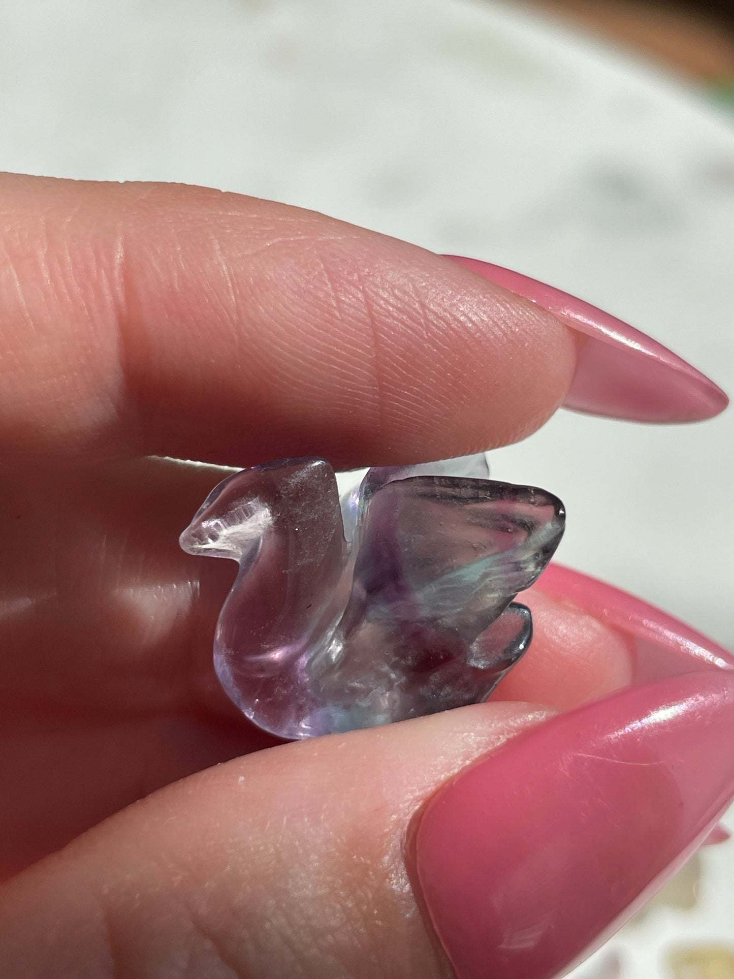 One (1) Mini Fluorite Crystal Carving | Swan | Intuitively Chosen