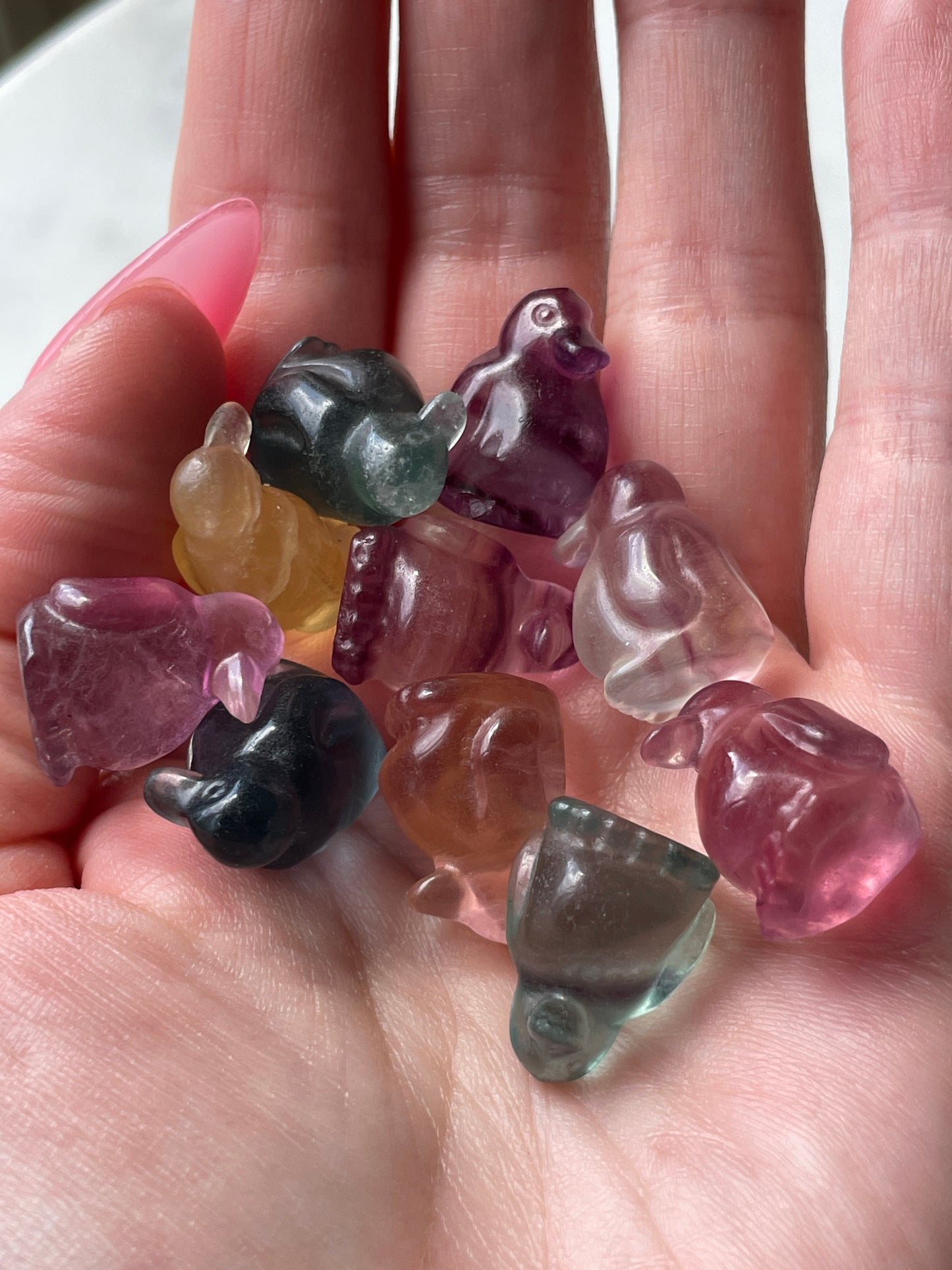 One (1) Mini Fluorite Crystal Carving | Penguin | Intuitively Chosen