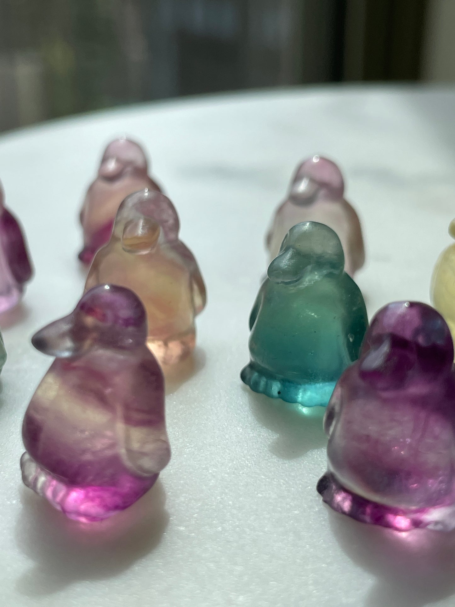 One (1) Mini Fluorite Crystal Carving | Penguin | Intuitively Chosen