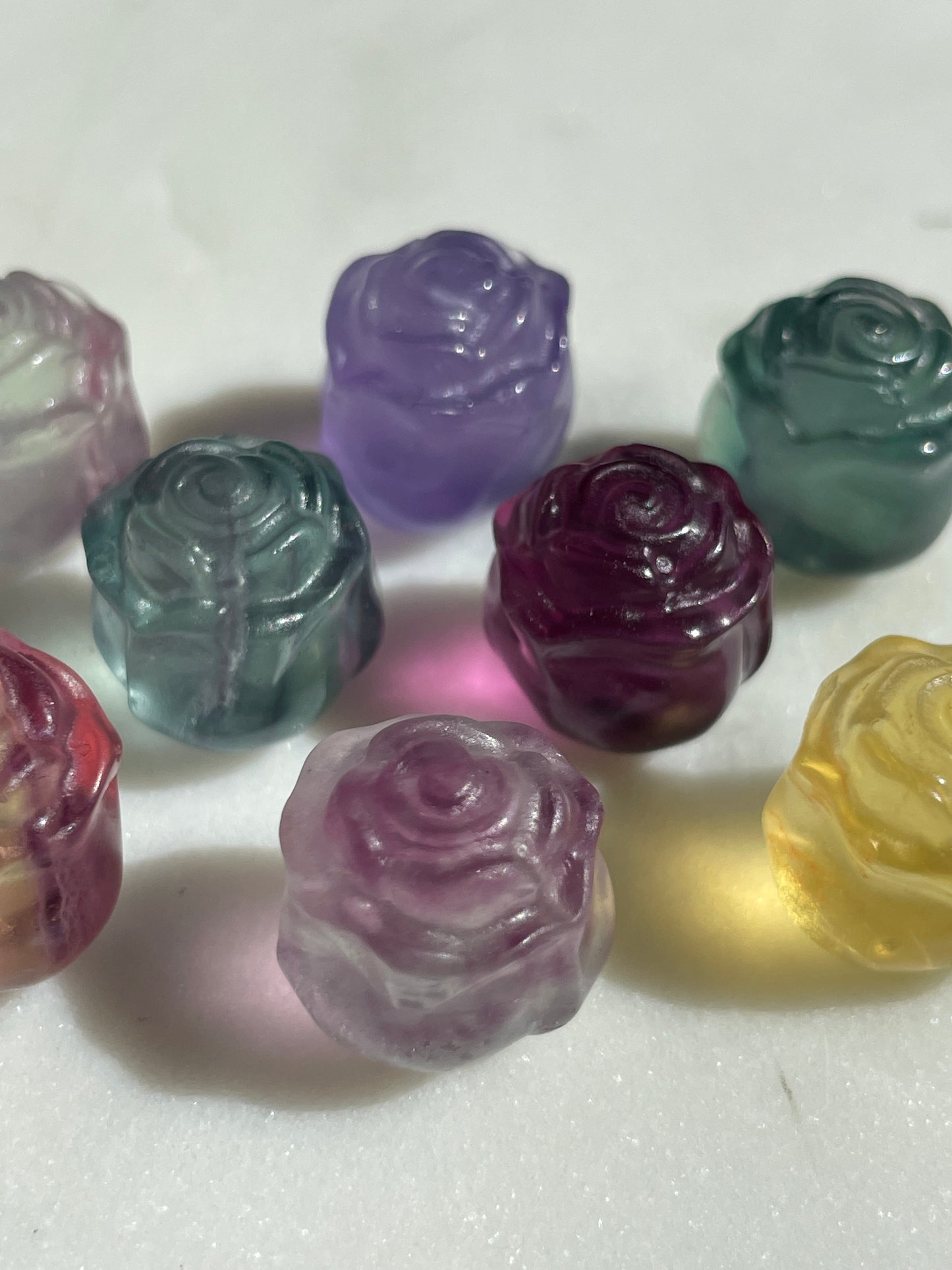 One (1) Mini Fluorite Crystal Carving | Rose | Intuitively Chosen