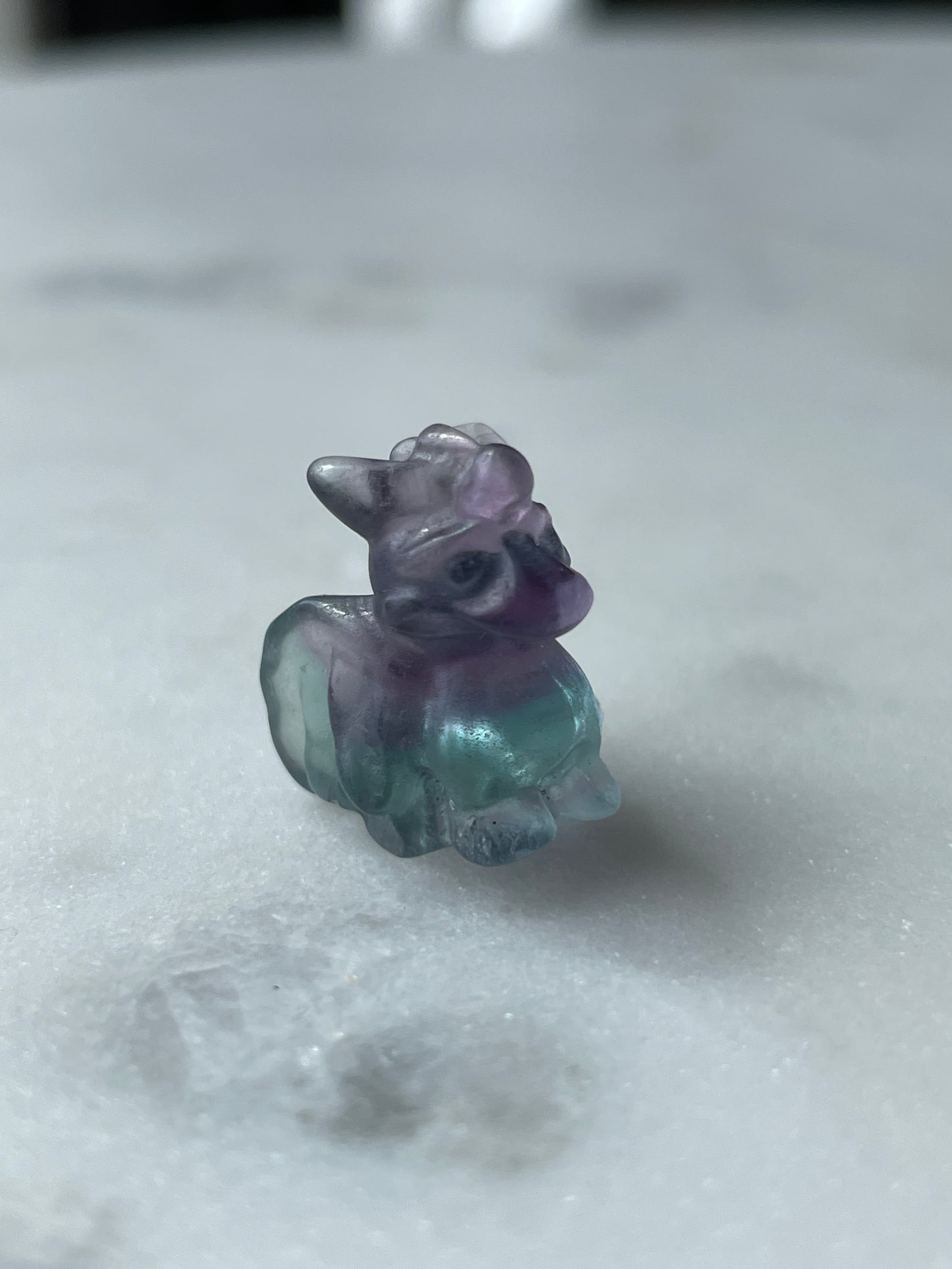 One (1) Mini Fluorite Crystal Carving | Baby Dragon