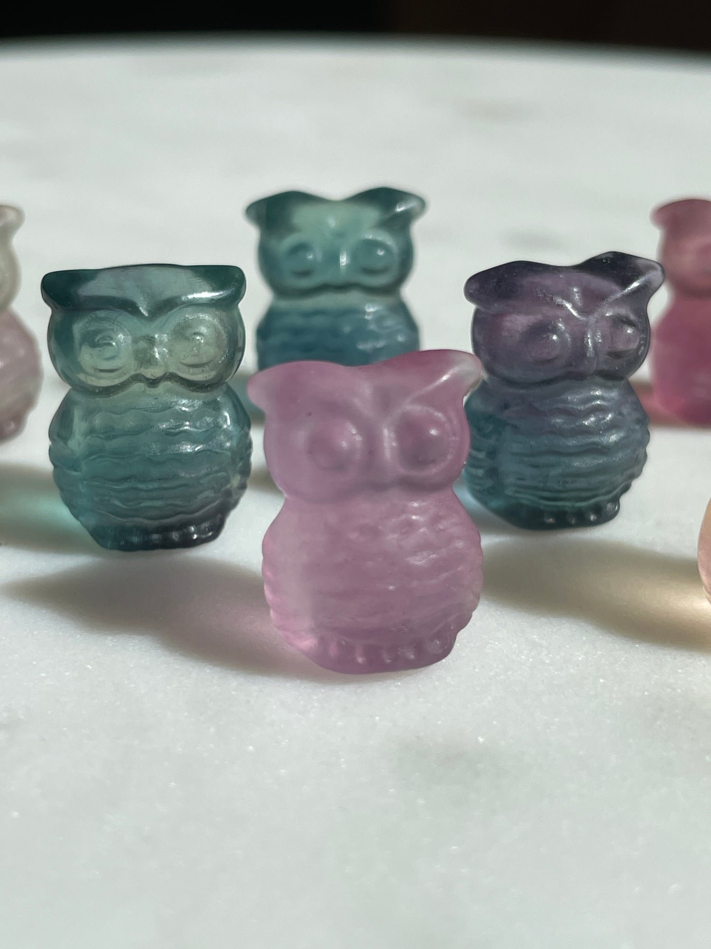 One (1) Mini Fluorite Crystal Carving | Owl | Intuitively Chosen