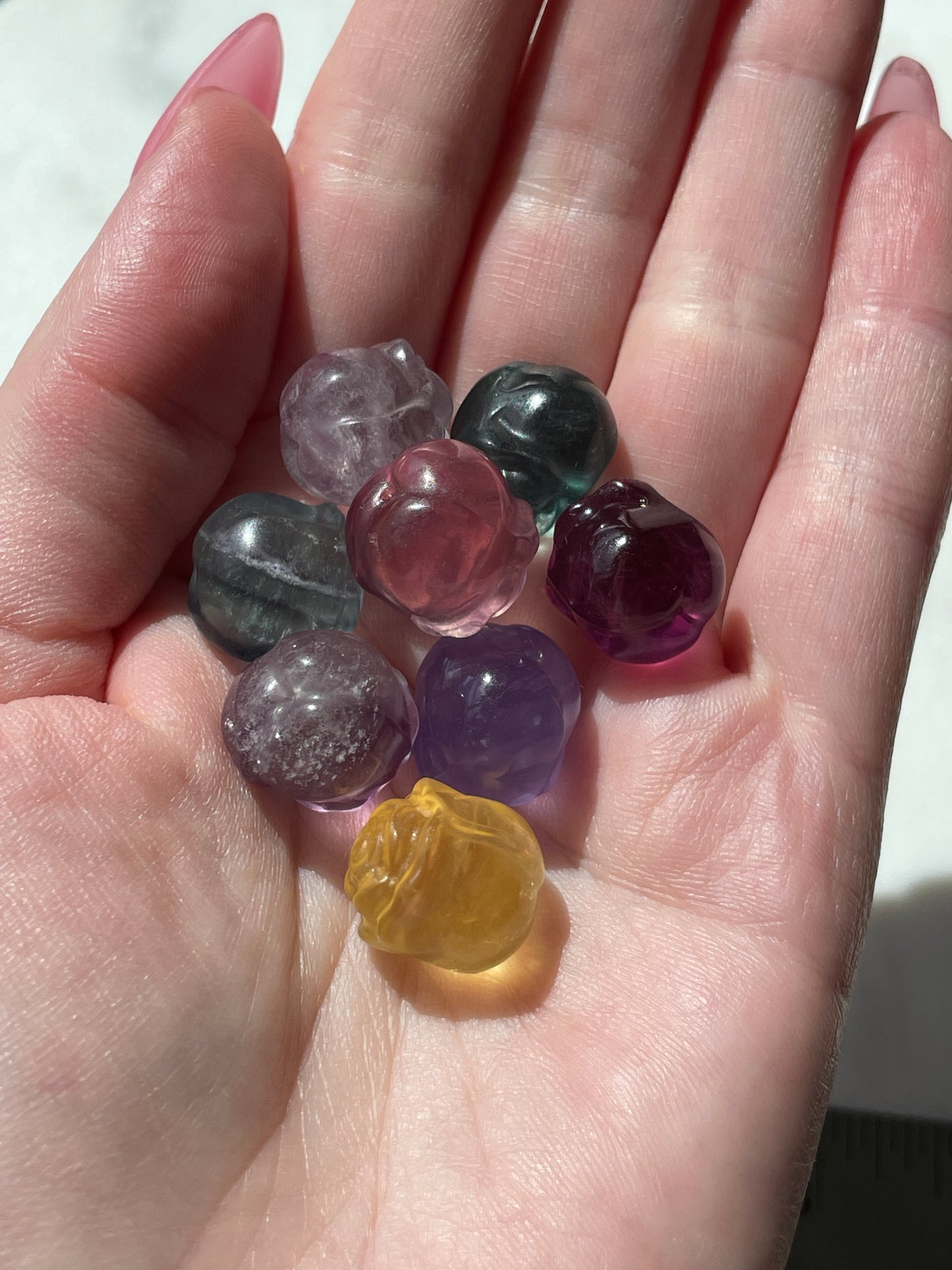 One (1) Mini Fluorite Crystal Carving | Rose | Intuitively Chosen
