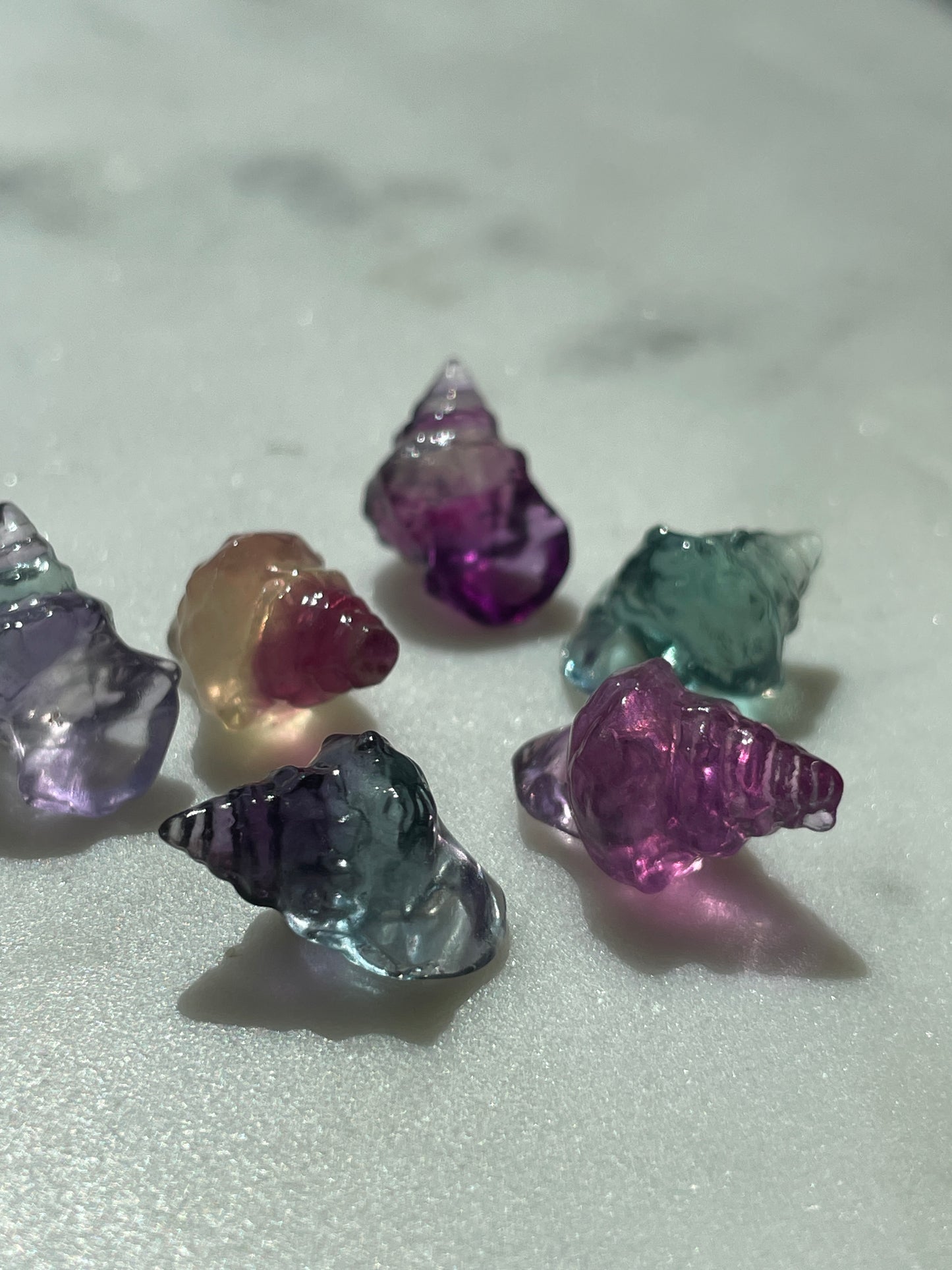 One (1) Mini Fluorite Crystal Carving | Seashell | Intuitively Chosen