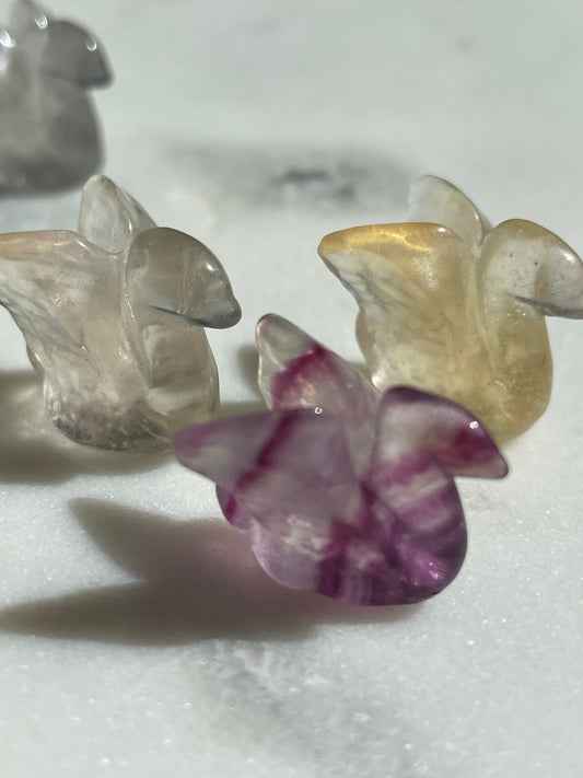 One (1) Mini Fluorite Crystal Carving | Swan | Intuitively Chosen