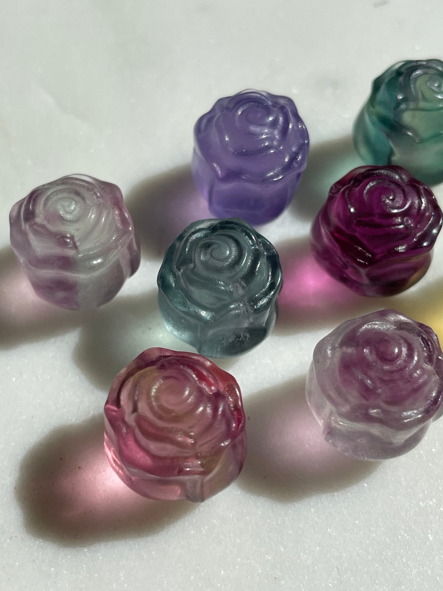 One (1) Mini Fluorite Crystal Carving | Rose | Intuitively Chosen