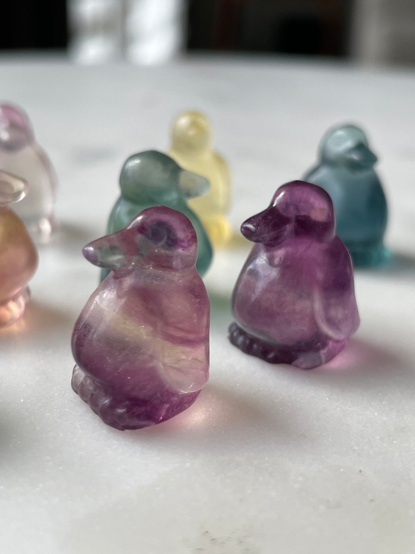 One (1) Mini Fluorite Crystal Carving | Penguin | Intuitively Chosen