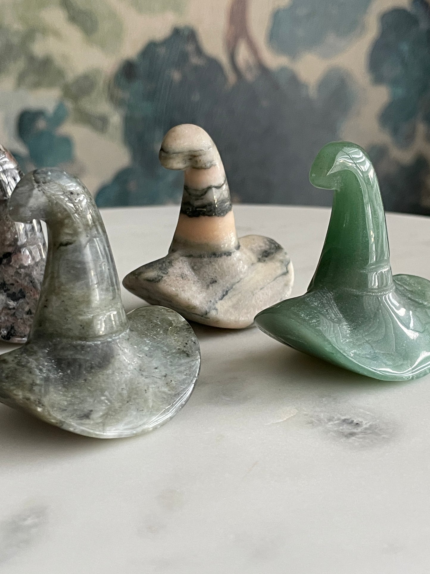 Witch hat crystal carving witches hat polished natural Halloween decor spooky gift wizard carving crystal display