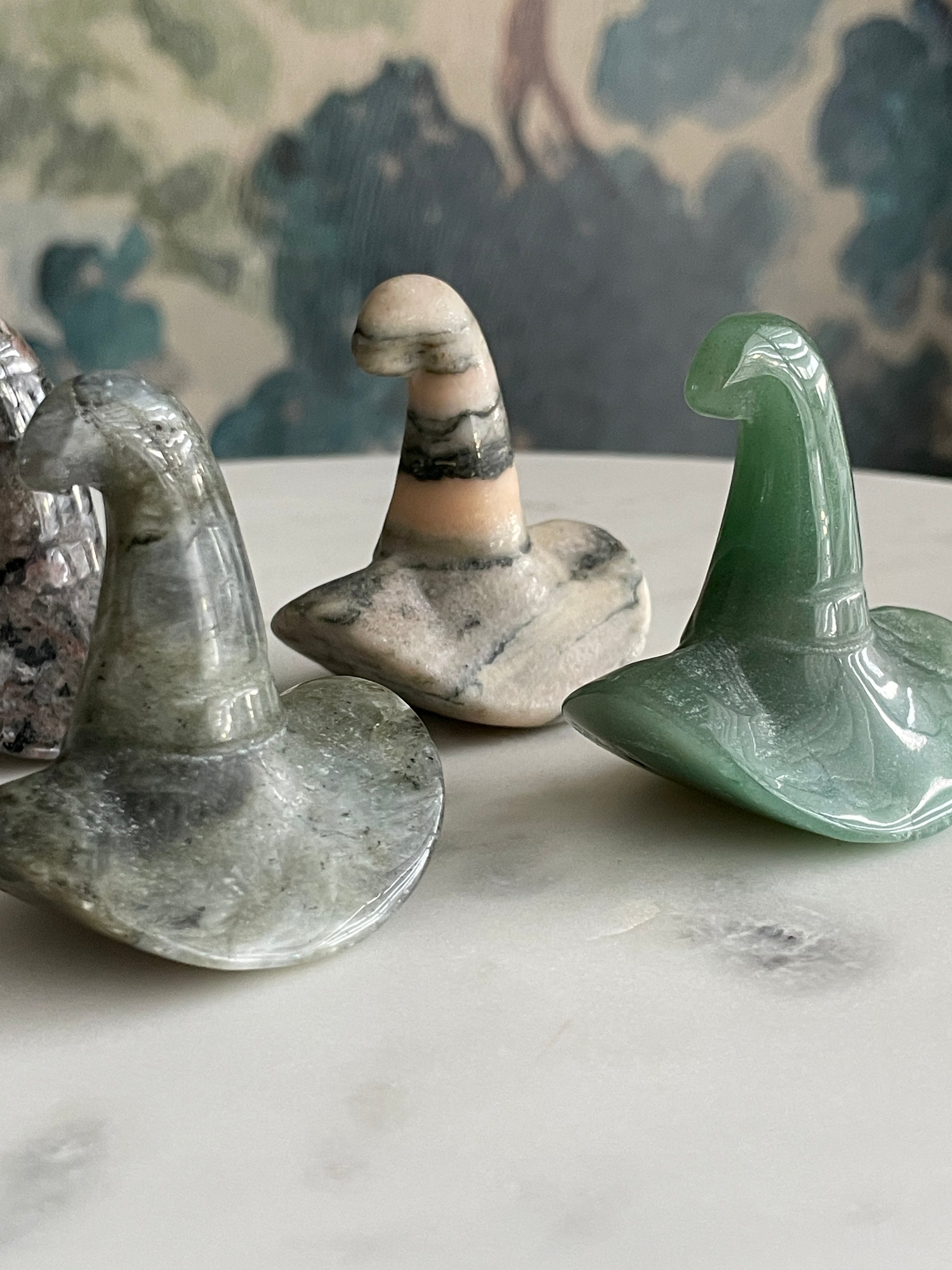 Witch hat crystal carving witches hat polished natural Halloween decor spooky gift wizard carving crystal display