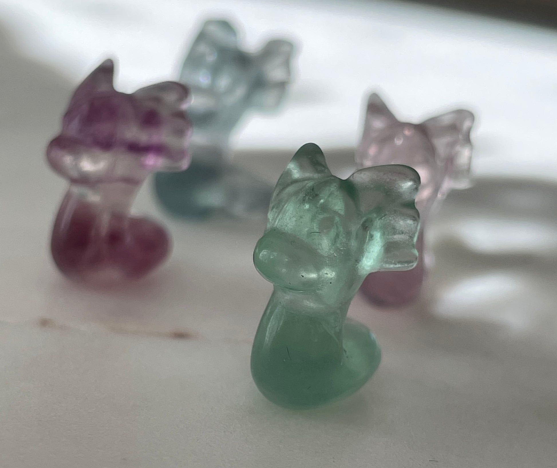 Pokémon figurine Dratini carving fluorite tiny crystal Dratini fluorite display collectible pokemon natural crystal rainbow fluorite multicolor Pokemon decor dratini stocking stuffer pokemon gift