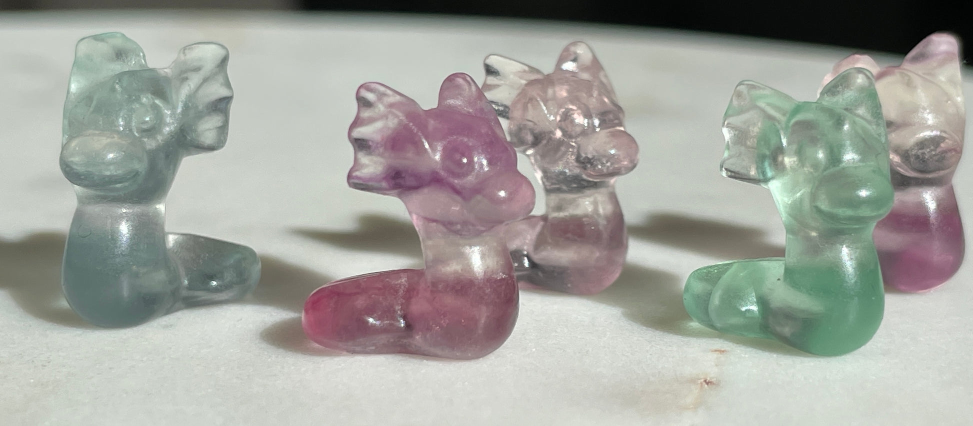 Pokémon figurine Dratini carving fluorite tiny crystal Dratini fluorite display collectible pokemon natural crystal rainbow fluorite multicolor Pokemon decor dratini stocking stuffer pokemon gift