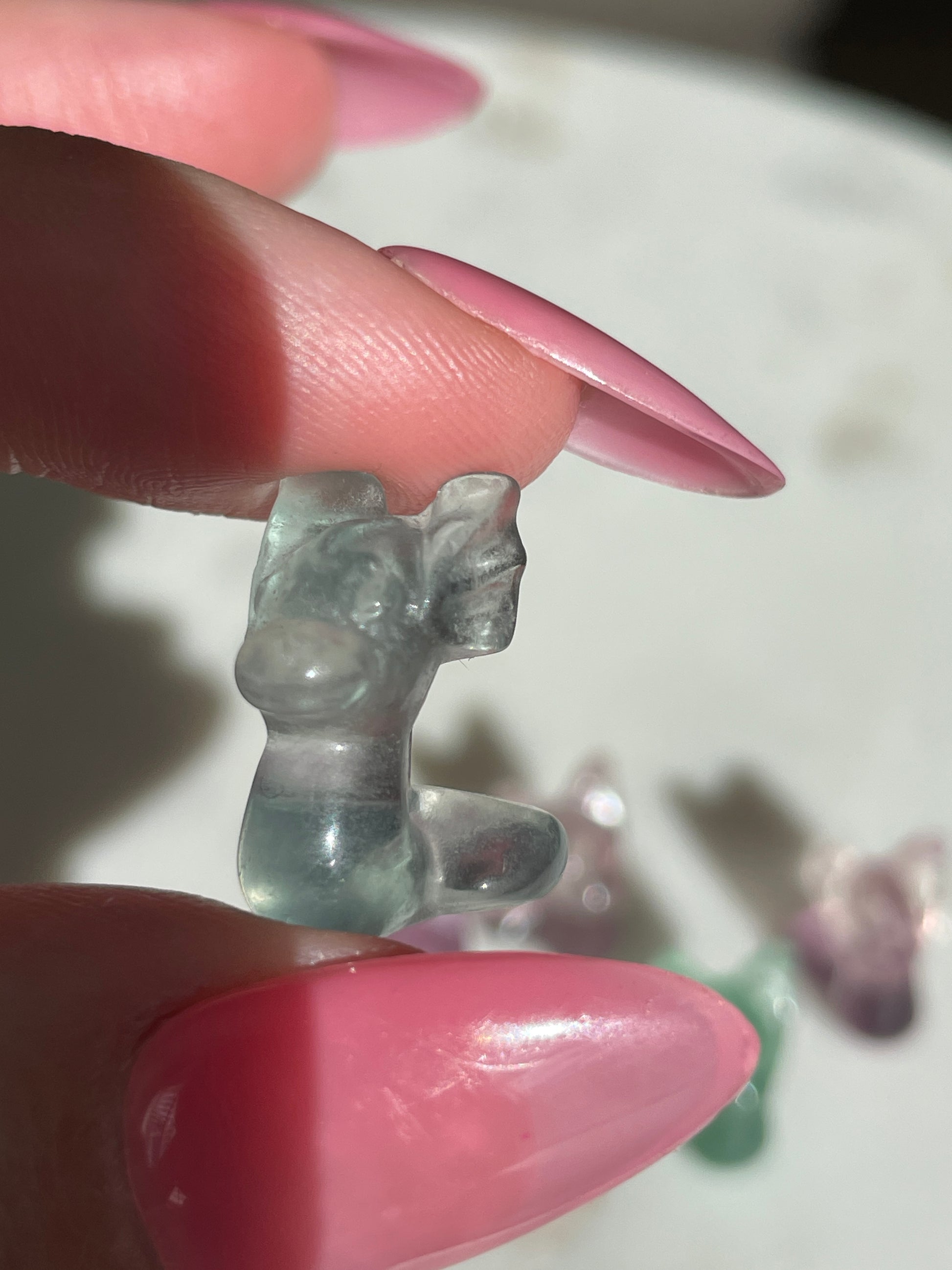 Pokémon figurine Dratini carving fluorite tiny crystal Dratini fluorite display collectible pokemon natural crystal rainbow fluorite multicolor Pokemon decor dratini stocking stuffer pokemon gift