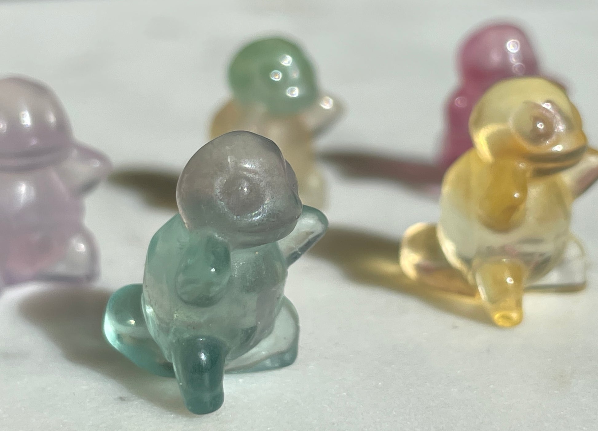 Pokémon figurine Squirtle carving fluorite tiny crystal squirtle fluorite display collectible pokemon natural crystal rainbow fluorite multicolor Pokemon decor squirtle stocking stuffer pokemon gift